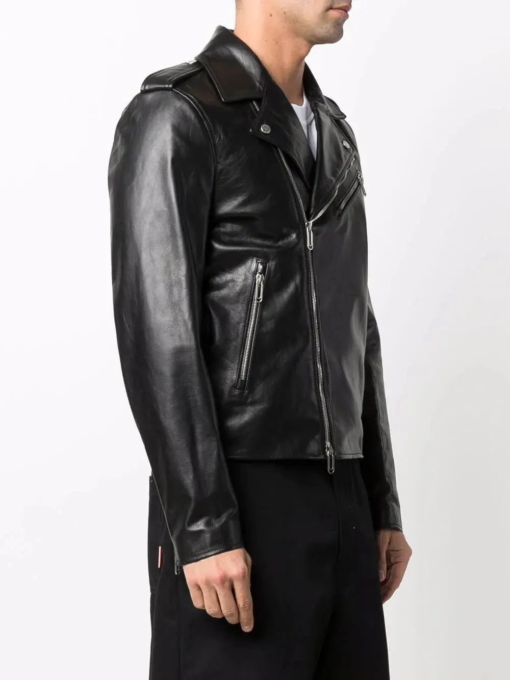 Off-White o1gr1nt1124 Diag Tab Biker Jacket in Black Size US XXL / EU 58 / 5 - 4 Thumbnail