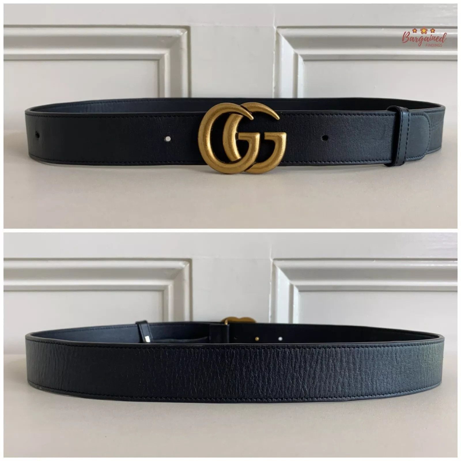 Gucci Gucci Smooth Calfskin Leather Gold Double G Buckle Belt Size 32 - 4 Thumbnail