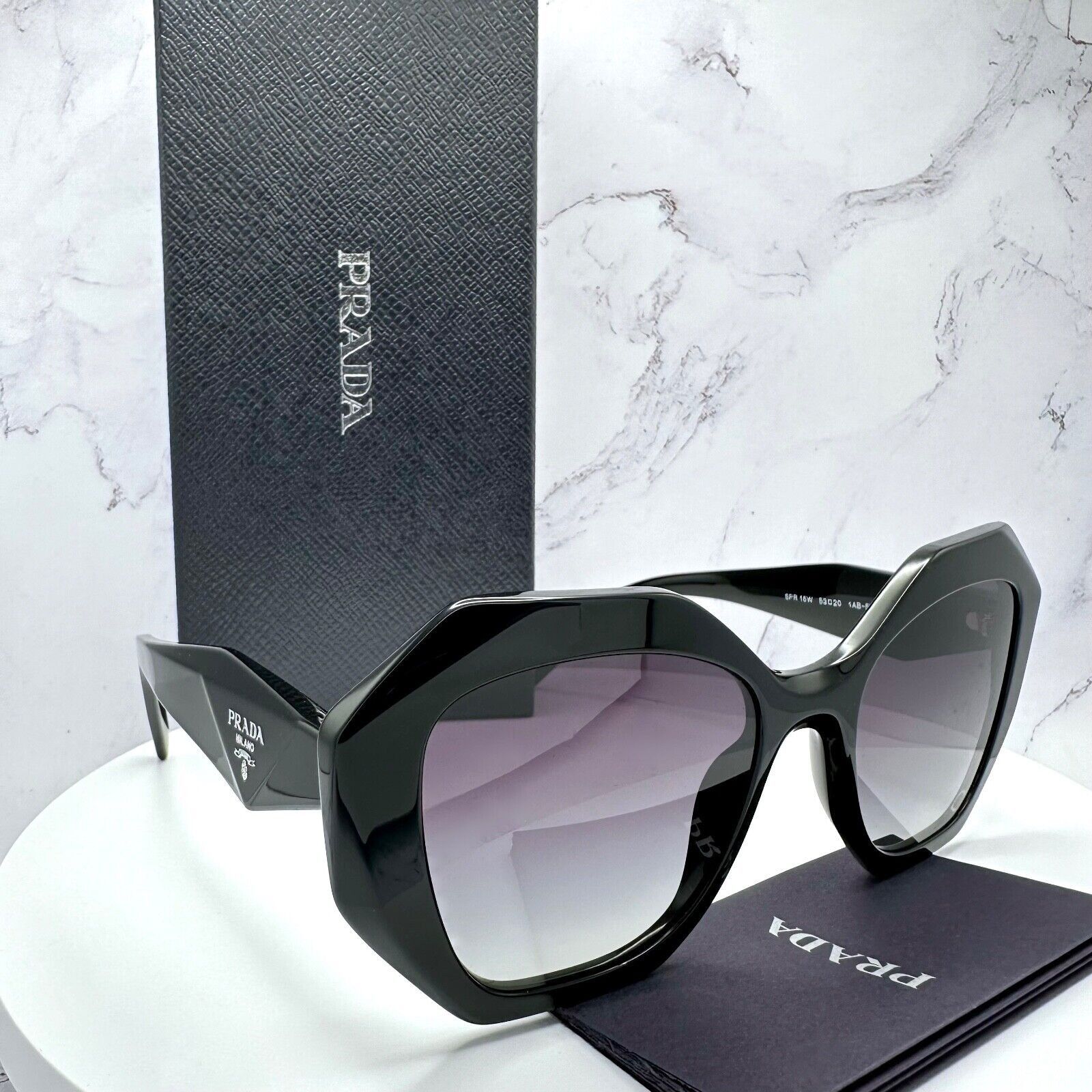 Prada New Prada Sunglasses Black Symbole Logo Square Geometric Size ONE SIZE - 20 Thumbnail