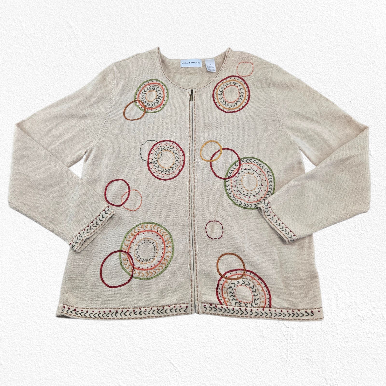 Vintage Y2K Embroidered Zip Cardigan Knit Sweater Size Medium Size M / US 6-8 / IT 42-44 - 2 Thumbnail