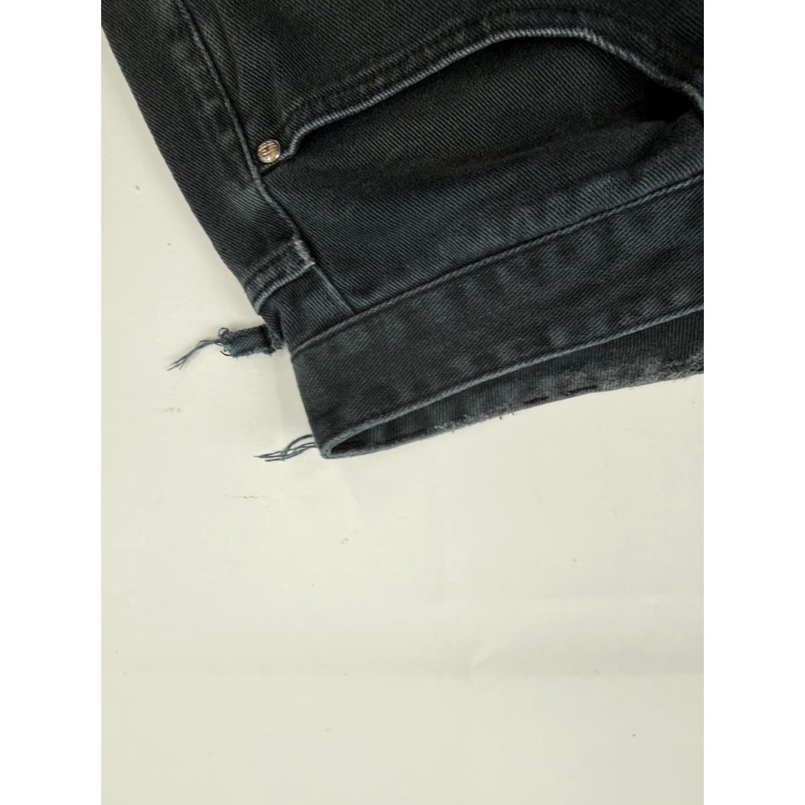 Denime Gromer Jeans Mens 32x30 Black Wide-Leg Relaxed Fit Distressed Denim Dark Wash Size US 32 / EU 48 - 6 Thumbnail