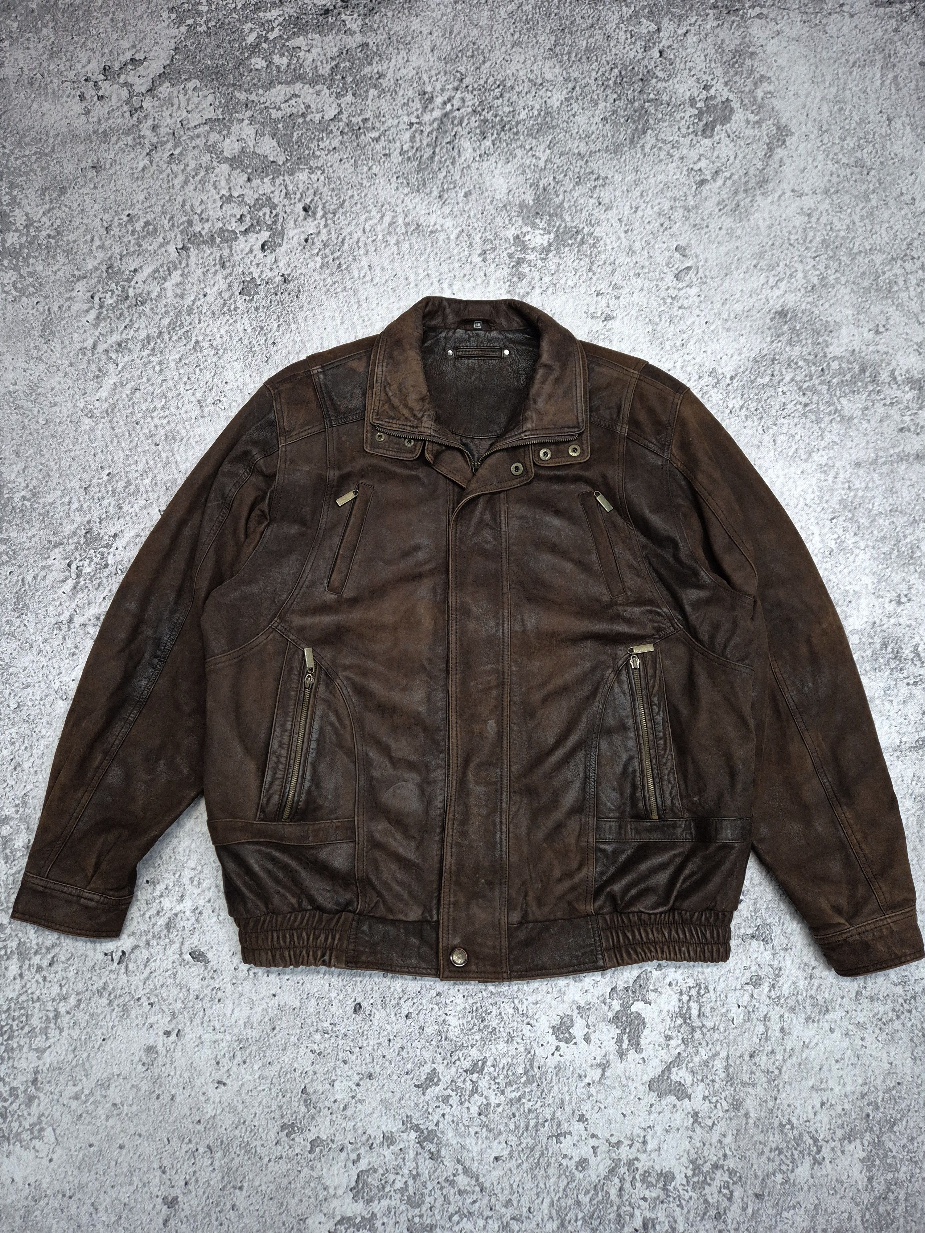 Vintage Vintage Avant Garde Leather Bomber Jacket Size US XXL / EU 58 / 5 - 1 Thumbnail