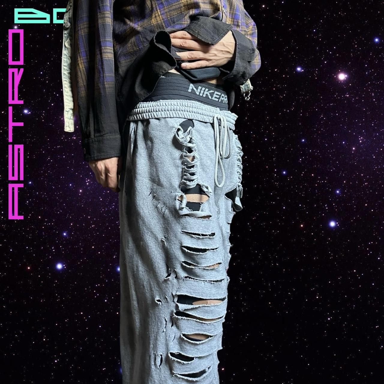 Vintage ASTROBOI* Grey Tattered Grunge Baggy Sweatpants - 3XL Size US 38 / EU 54 - 7 Thumbnail