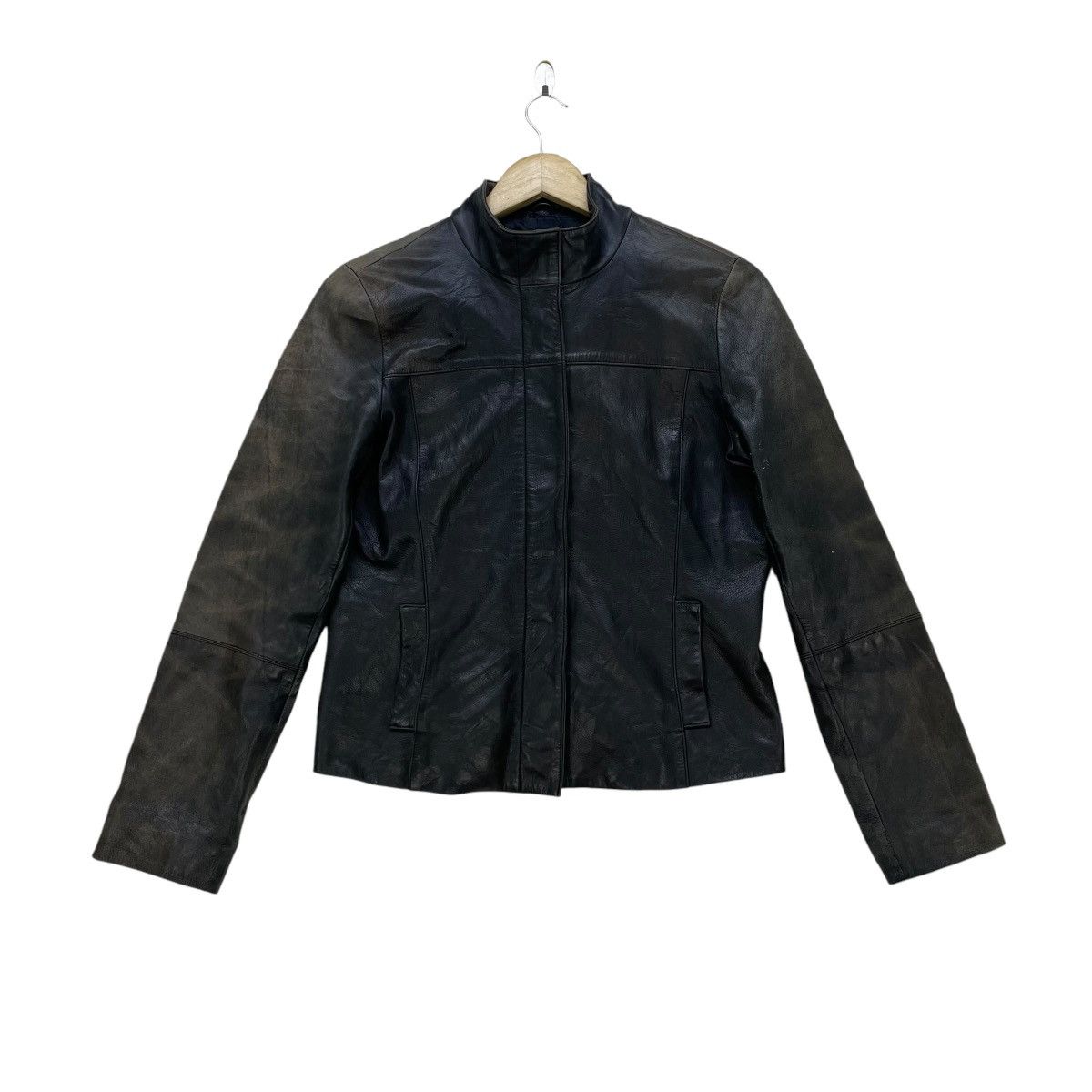 SHIPS Faded Planet Co Ltd Poricalpof Lamb Leather Biker Jacket Size S / US 4 / IT 40 - 1 Thumbnail