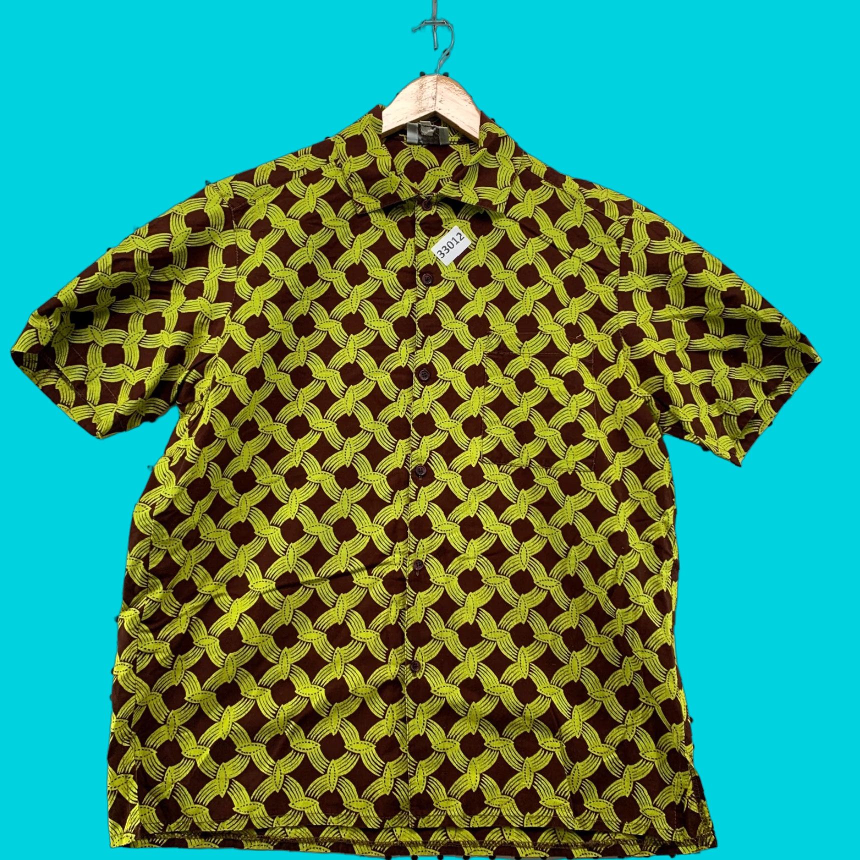 Vintage VINTAGE OKAI Button Shirt Mens Small Brown Yellow Chain Link Pattern Herringbone 22x28.5 90s Mens Shirt Size US S / EU 44-46 / 1 - 1 Thumbnail