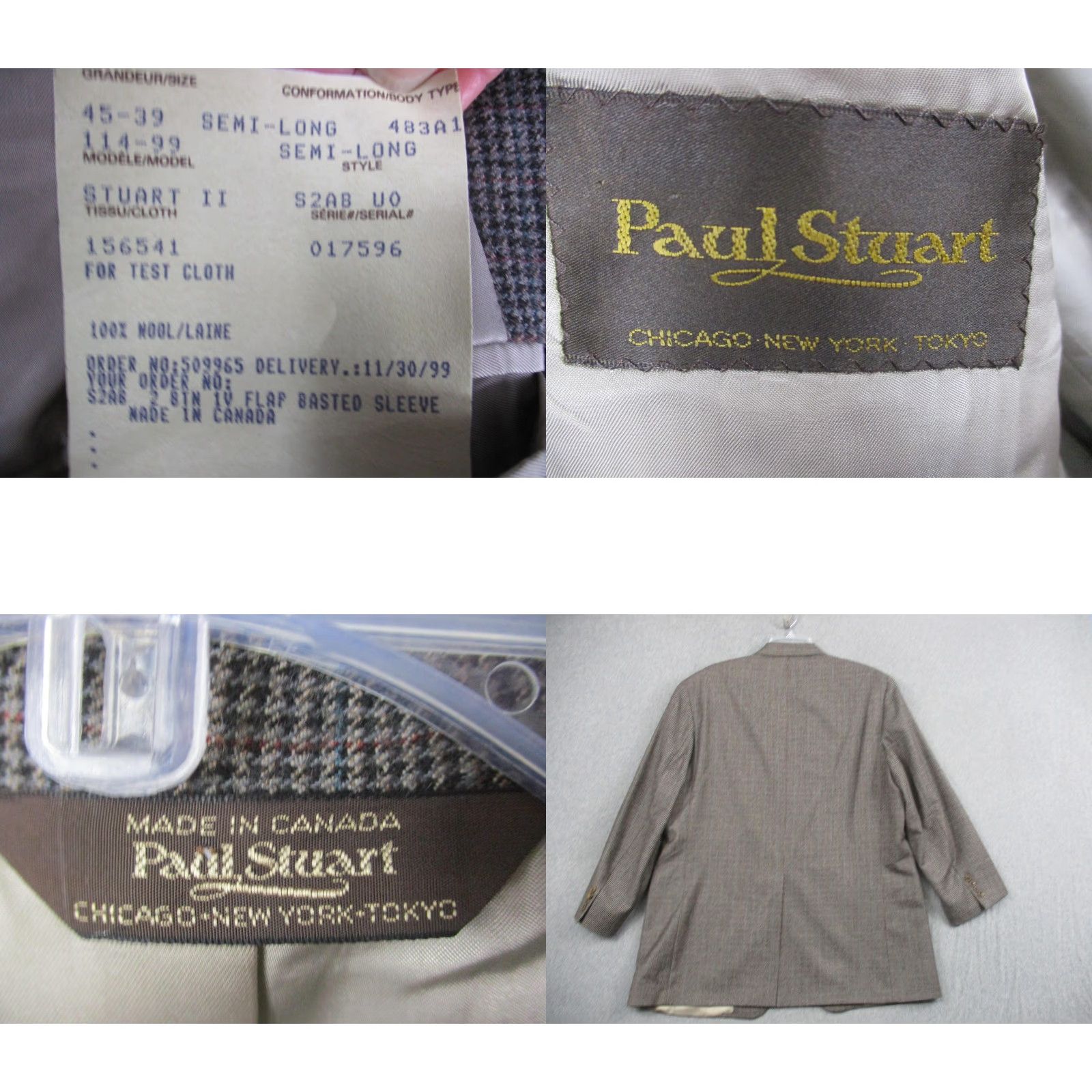 Paul Stuart VINTAGE Paul Stuart Sport Coat Blazer Mens 48 Long Brown Houndstooth Wool 90s Size 48R - 8 Thumbnail