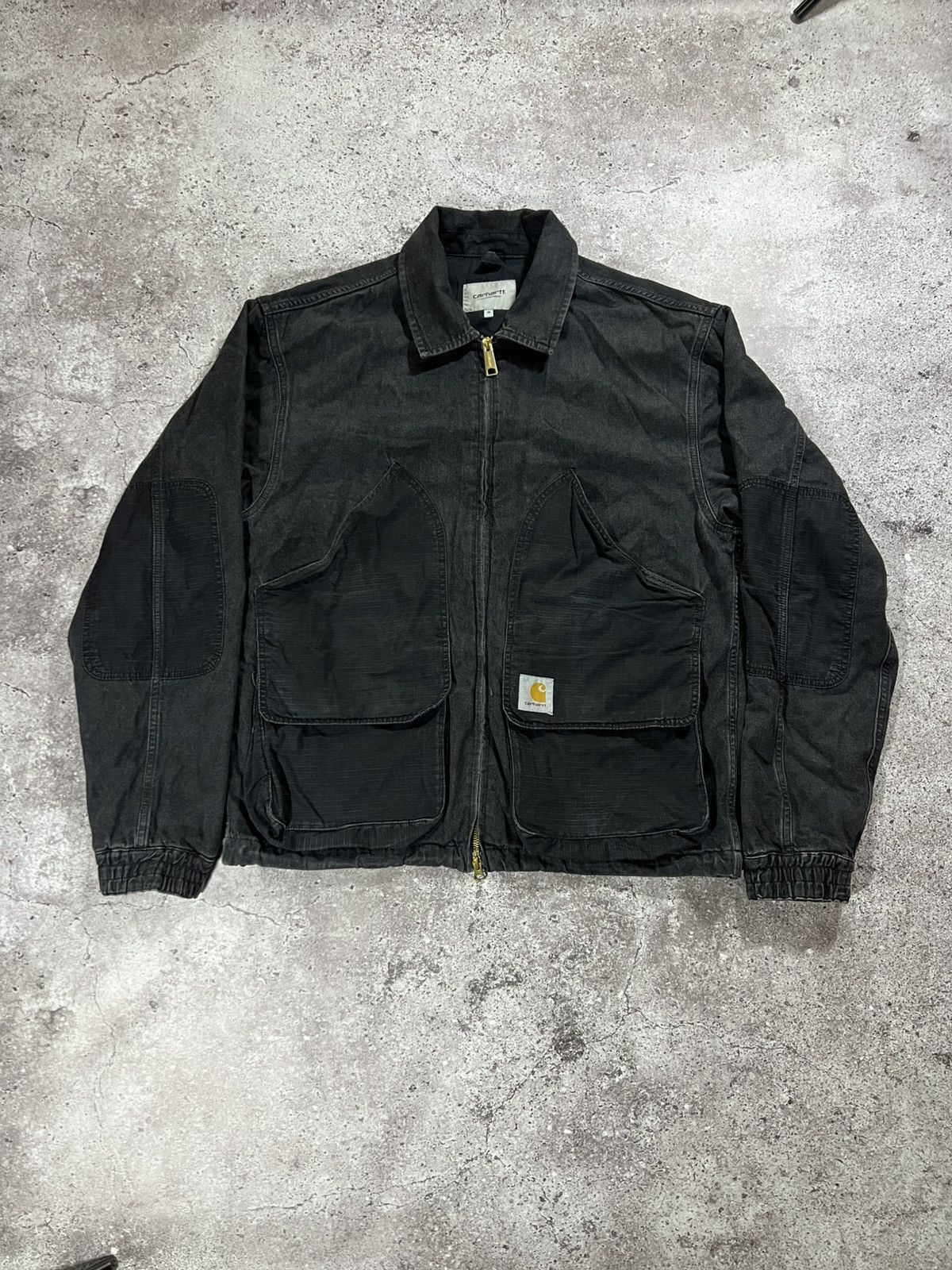 Vintage Carhartt Black Multipocket Utility Jacket Faded