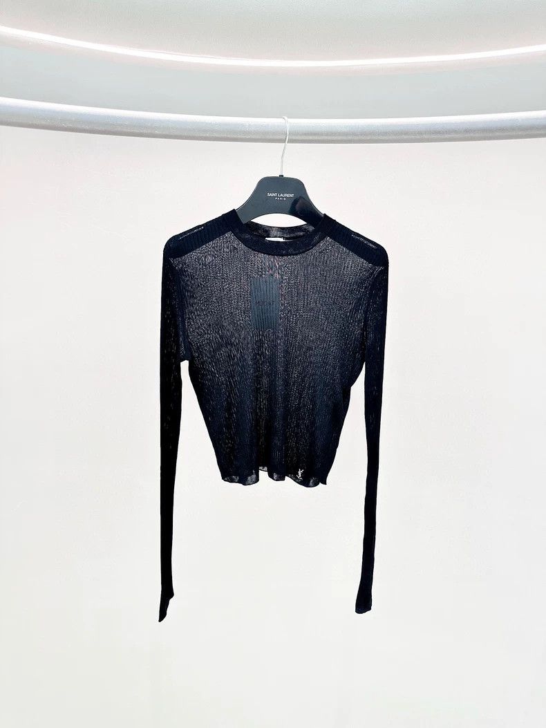 Saint Laurent Paris Saint Laurent Paris Black knit sweater Size L / US 10 / IT 46 - 1 Thumbnail
