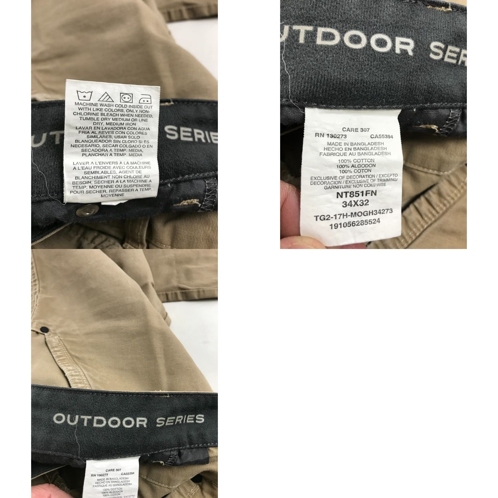 Vintage Outdoor Series Pants Men 34x32 Tan Straight Leg Pockets Cargo Casual Inseam 32 in Brown Size US 34 / EU 50 - 8 Thumbnail