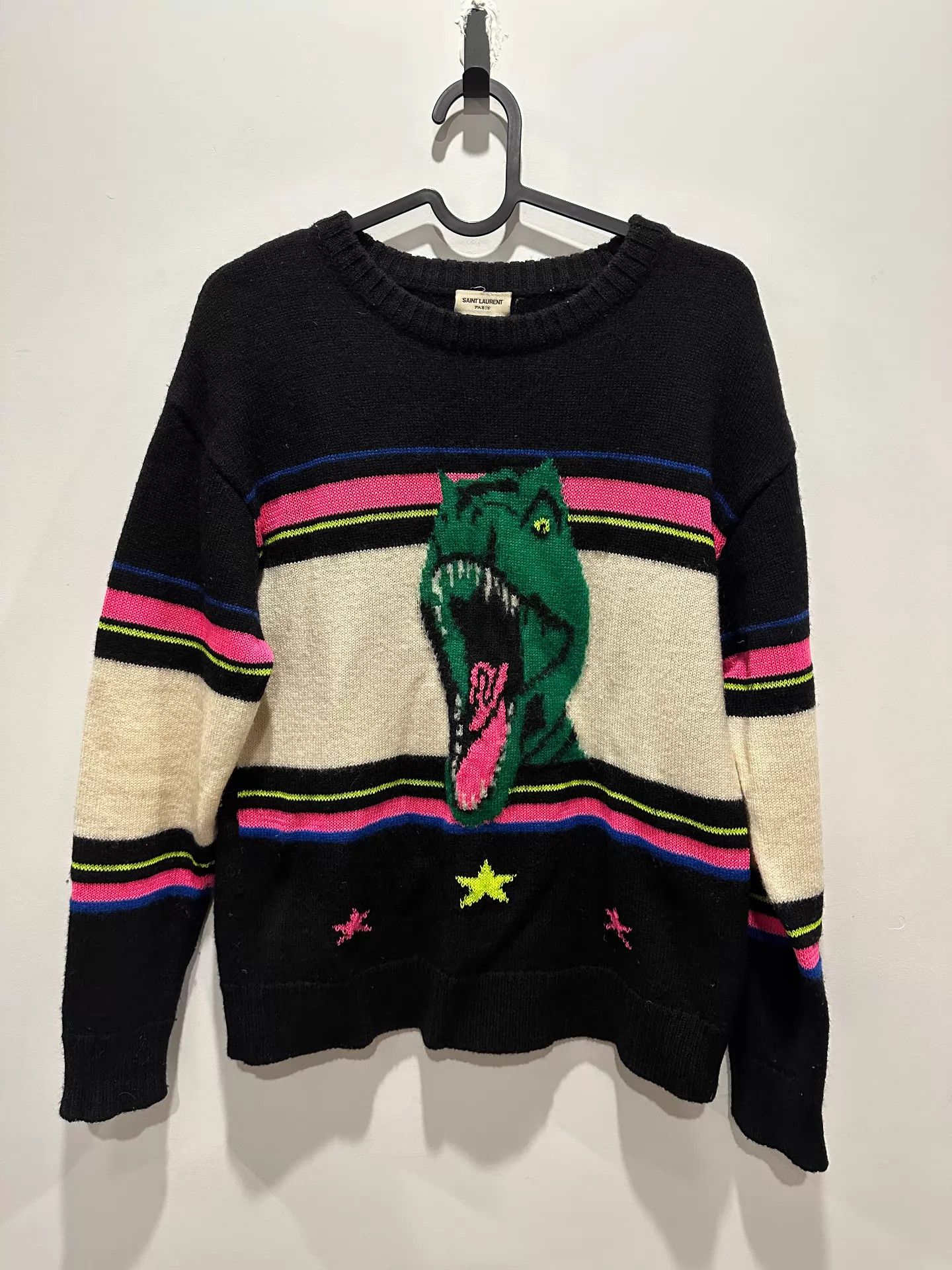 Saint Laurent Paris SLP Pink T-Rex Star Fitted Sweater XS Size XXS / US 00 / IT 34 - 1 Thumbnail