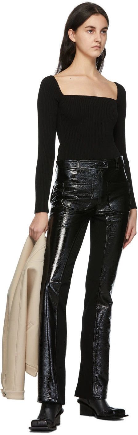 Courreges o1mle0524 Vinyle Et Maille Trousers in Black Size 30" / US 8 / IT 44 - 4 Thumbnail