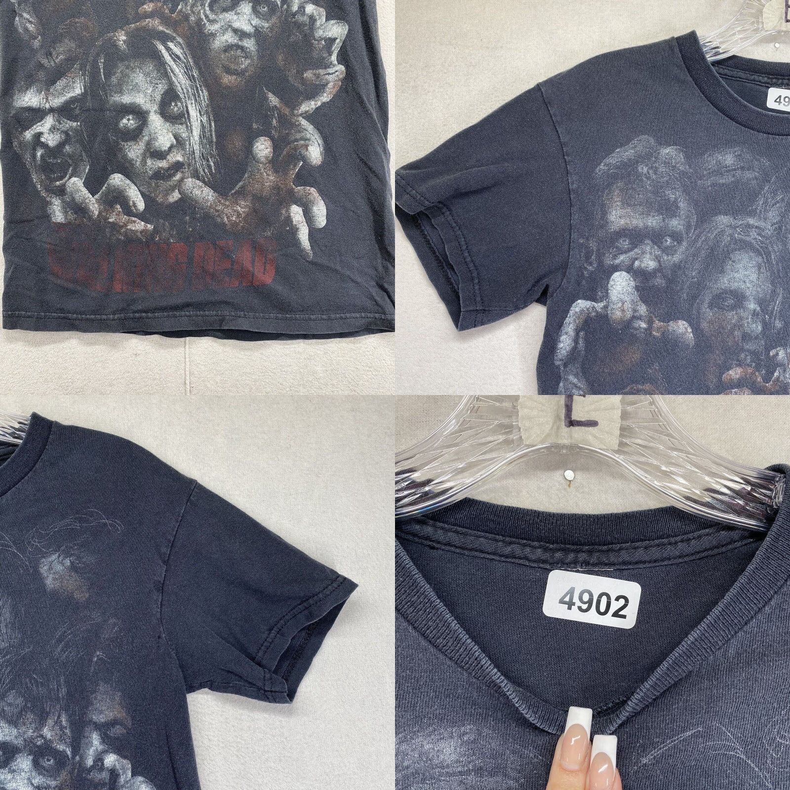 Vintage Walking Dead Geometric AOP T-Shirt Men XS Black Faded Zombies Size US XS / EU 42 / 0 - 8 Thumbnail