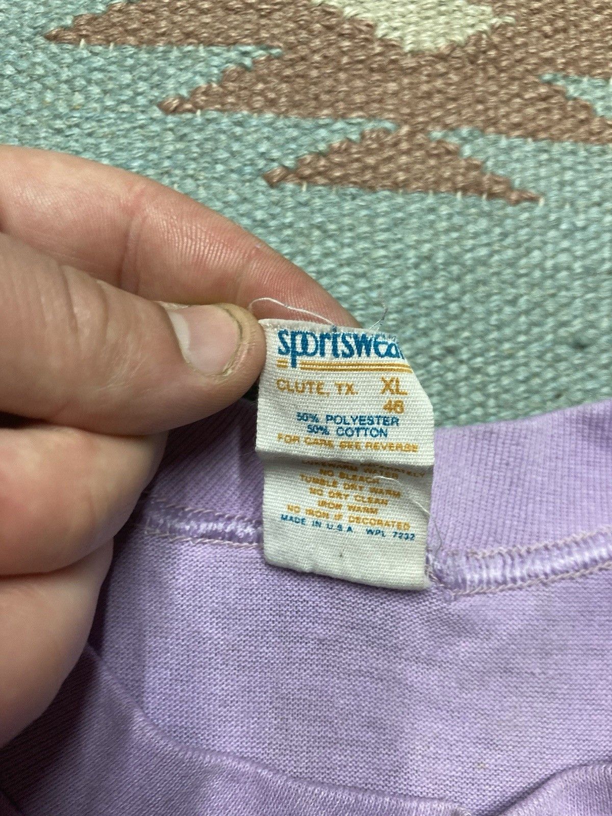 Vintage Vintage 70s 80s blank t shirt lilac stained soft cropped XL Size XL / US 12-14 / IT 48-50 - 3 Thumbnail