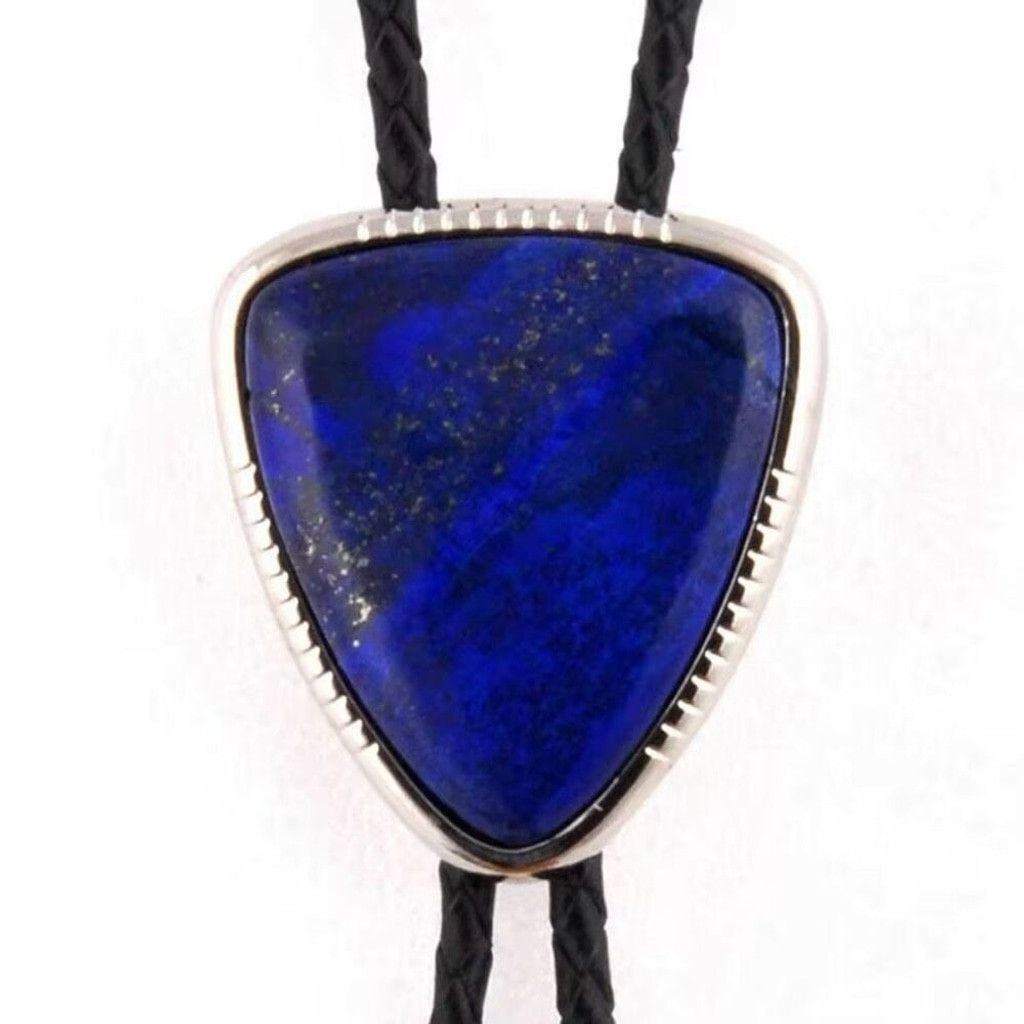 Other Triangle Blue Agate Stone Bolo Tie Mens Casual Western Size ONE SIZE - 2 Thumbnail