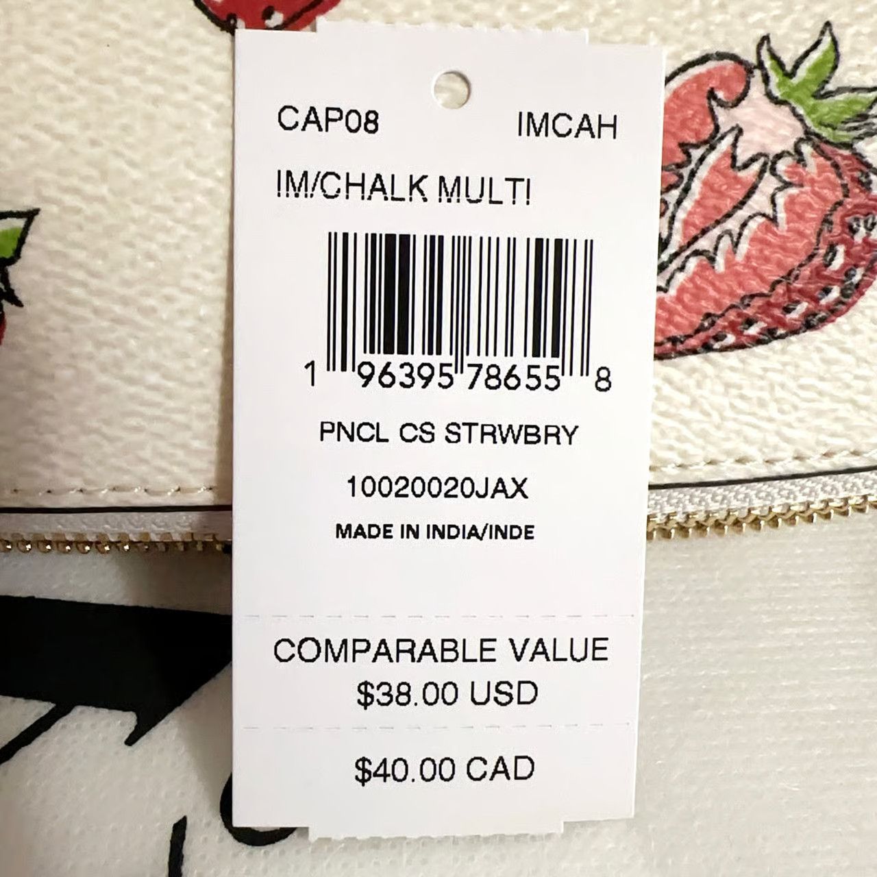 Coach NWT Coach Pencil Case With Strawberry Print CAP08 Size ONE SIZE - 5 Thumbnail