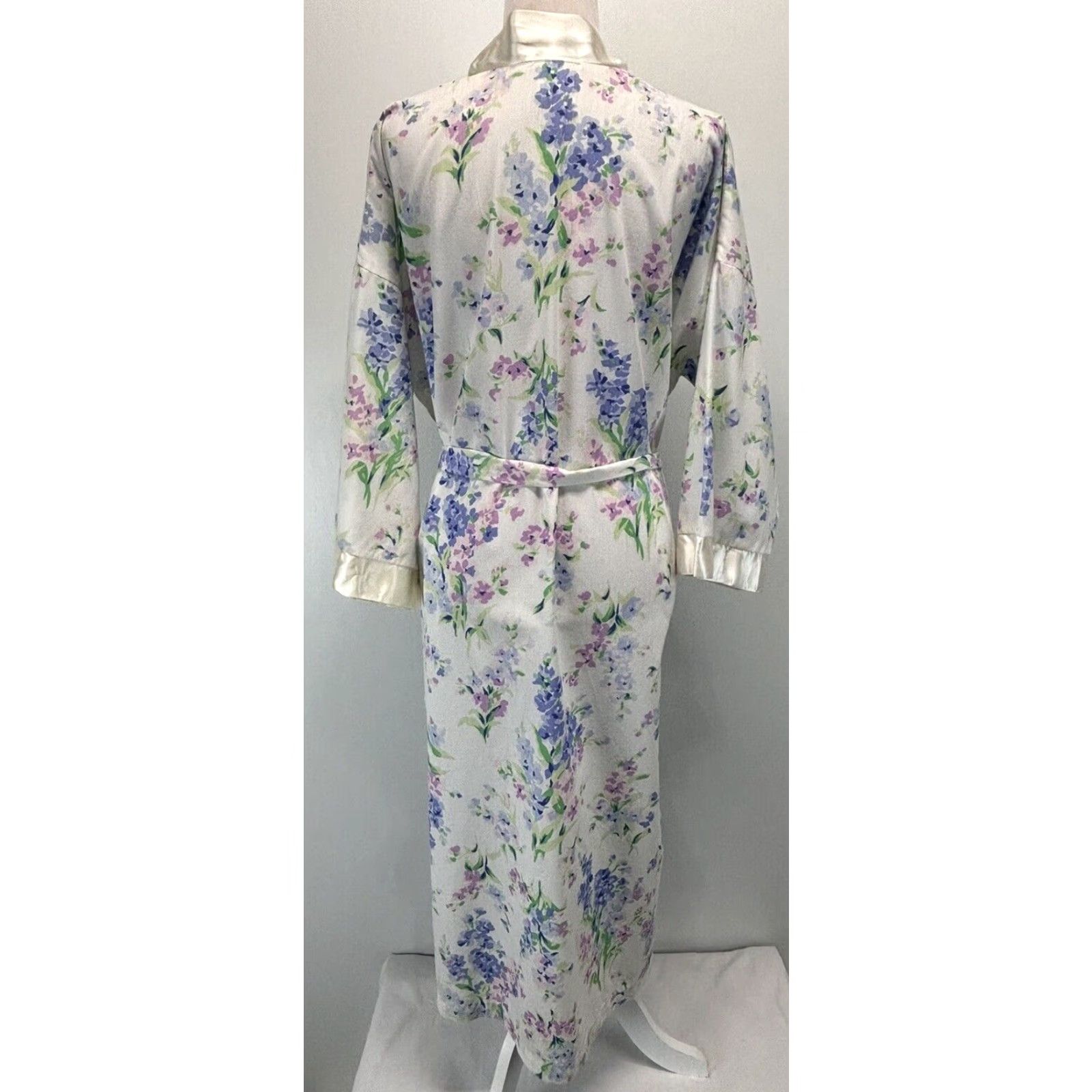 Vintage Vtg Appel Womens Floral Robe Extra Large XL Belted Satin Trim Size ONE SIZE - 3 Thumbnail
