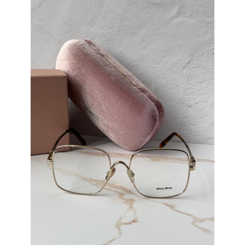 Miu Miu NEW Miu Miu MU51YV Pale Gold Square Eyeglasses Frames Size ONE SIZE - 4 Thumbnail