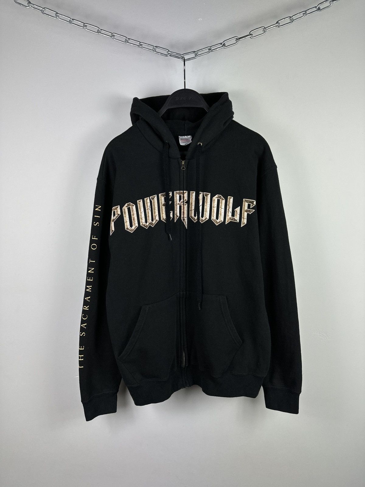 Band Tees × Vintage “THE SACRAMENT OF SIN” POWERWOLF Metal Band Zip Hoodie Y2K Size US M / EU 48-50 / 2 - 8 Thumbnail