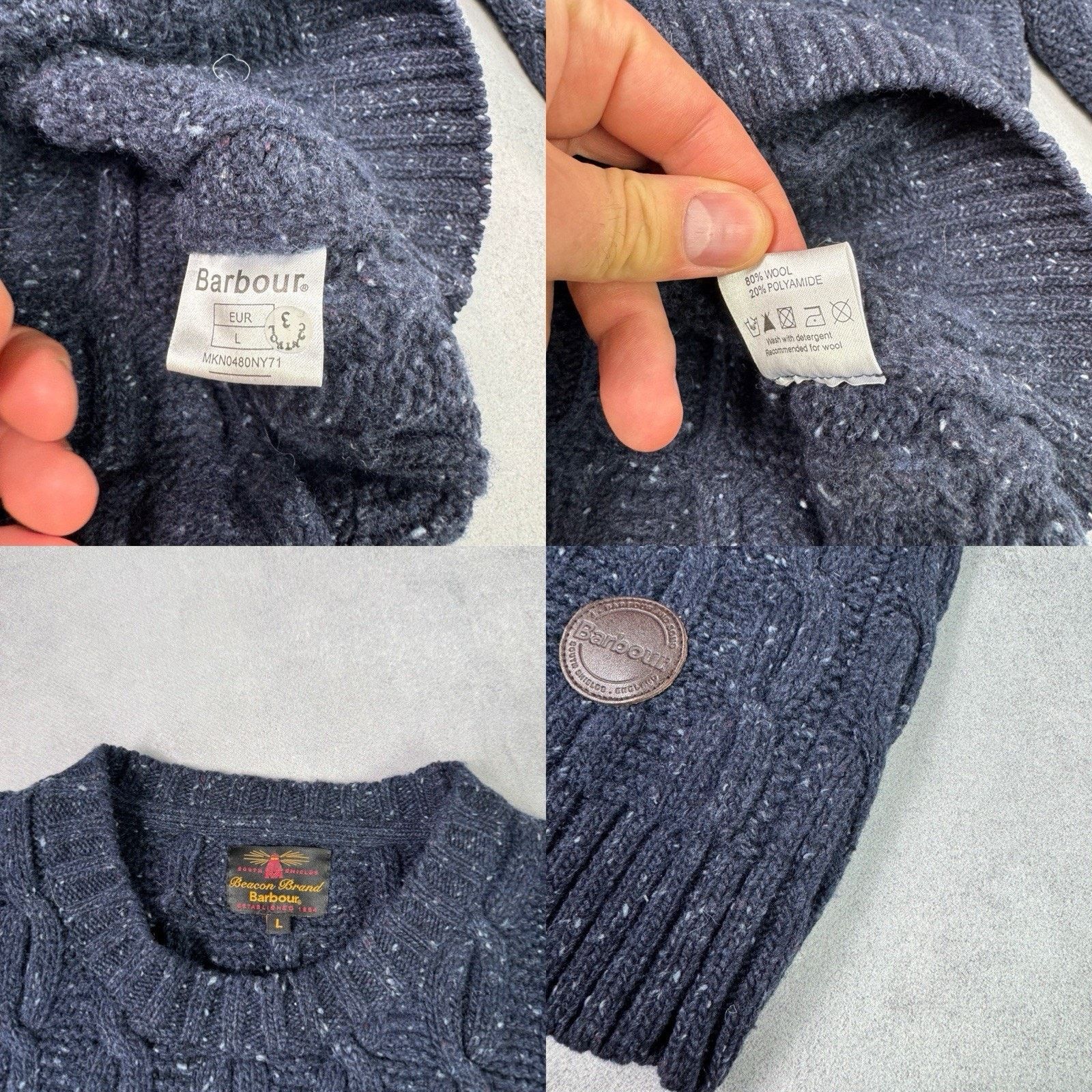 Barbour Barbour Beacon Brand Cable Knit Men Wool Sweater Size L Blue Size US L / EU 52-54 / 3 - 24 Thumbnail