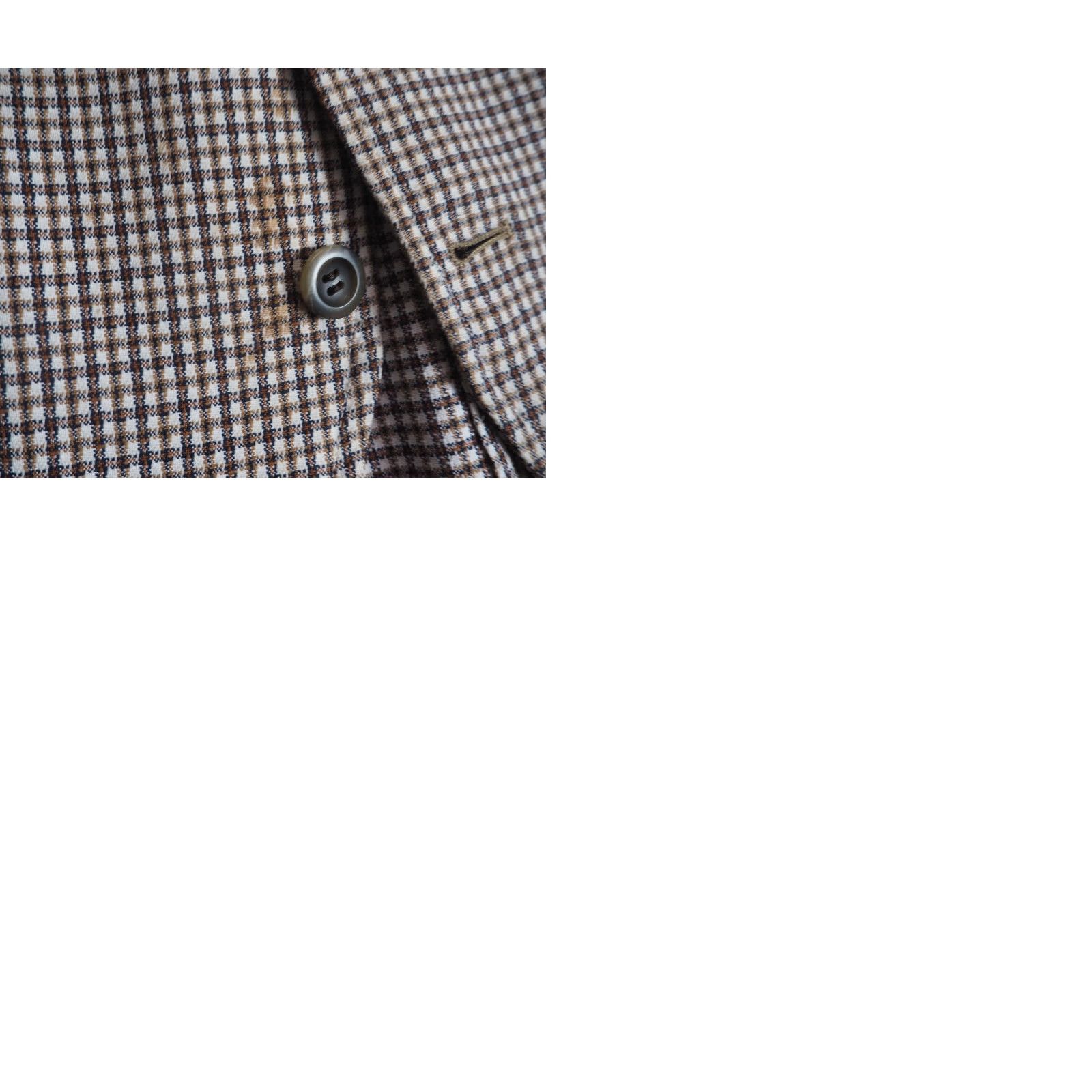 Vintage VINTAGE Johnny Carson Blazer Jacket Gingham 3 Button Brown White 60s 70s Polyester 42 Mens Size 42R - 9 Thumbnail