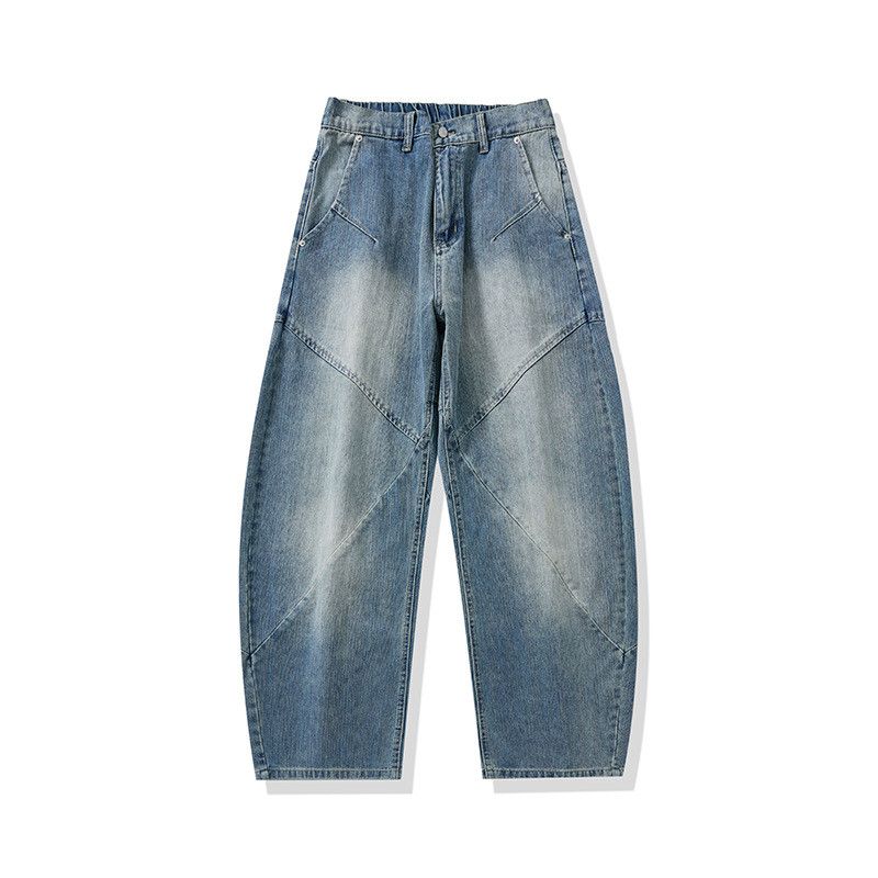 Jean American street men's retro patchwork casual curved jeans Size US 32 / EU 48 - 1 Thumbnail