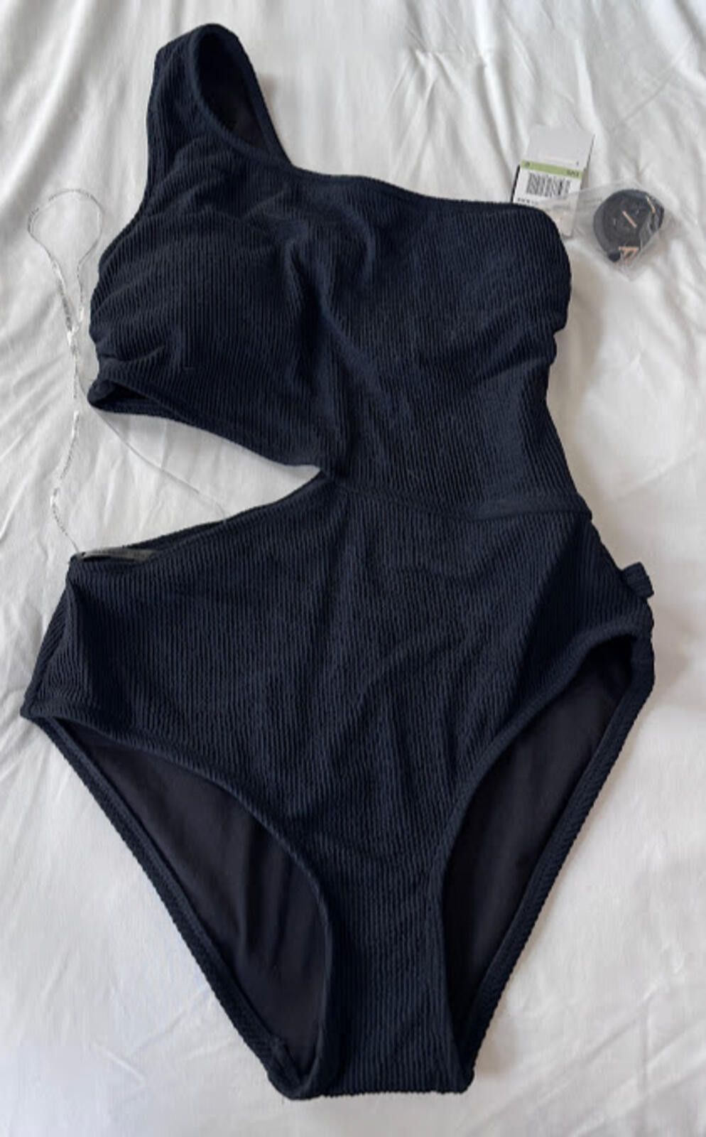 Michael Kors Michael Kors Black One-Shoulder Cutout Swimsuit NWT Size 8 Size ONE SIZE - 1 Thumbnail