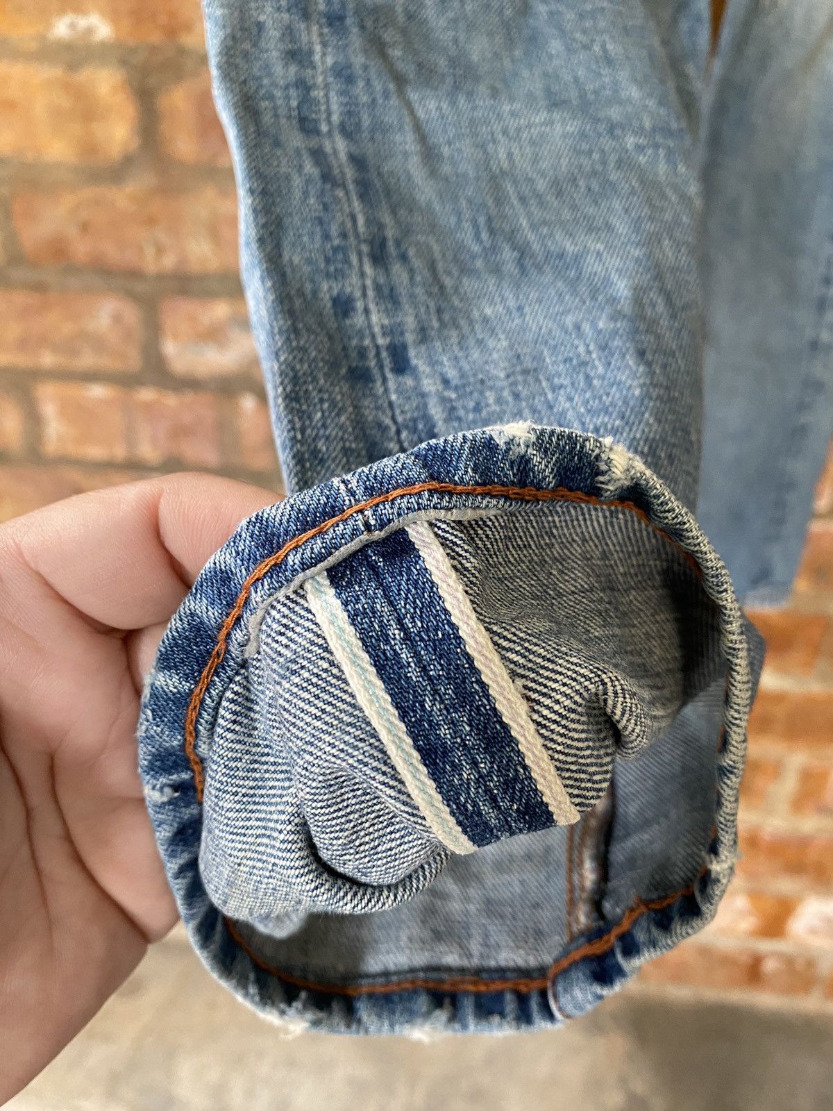 Lad Musician 2000s Nonactive Distressed Dirty Whisker selvedge denim Size US 31 - 12 Thumbnail