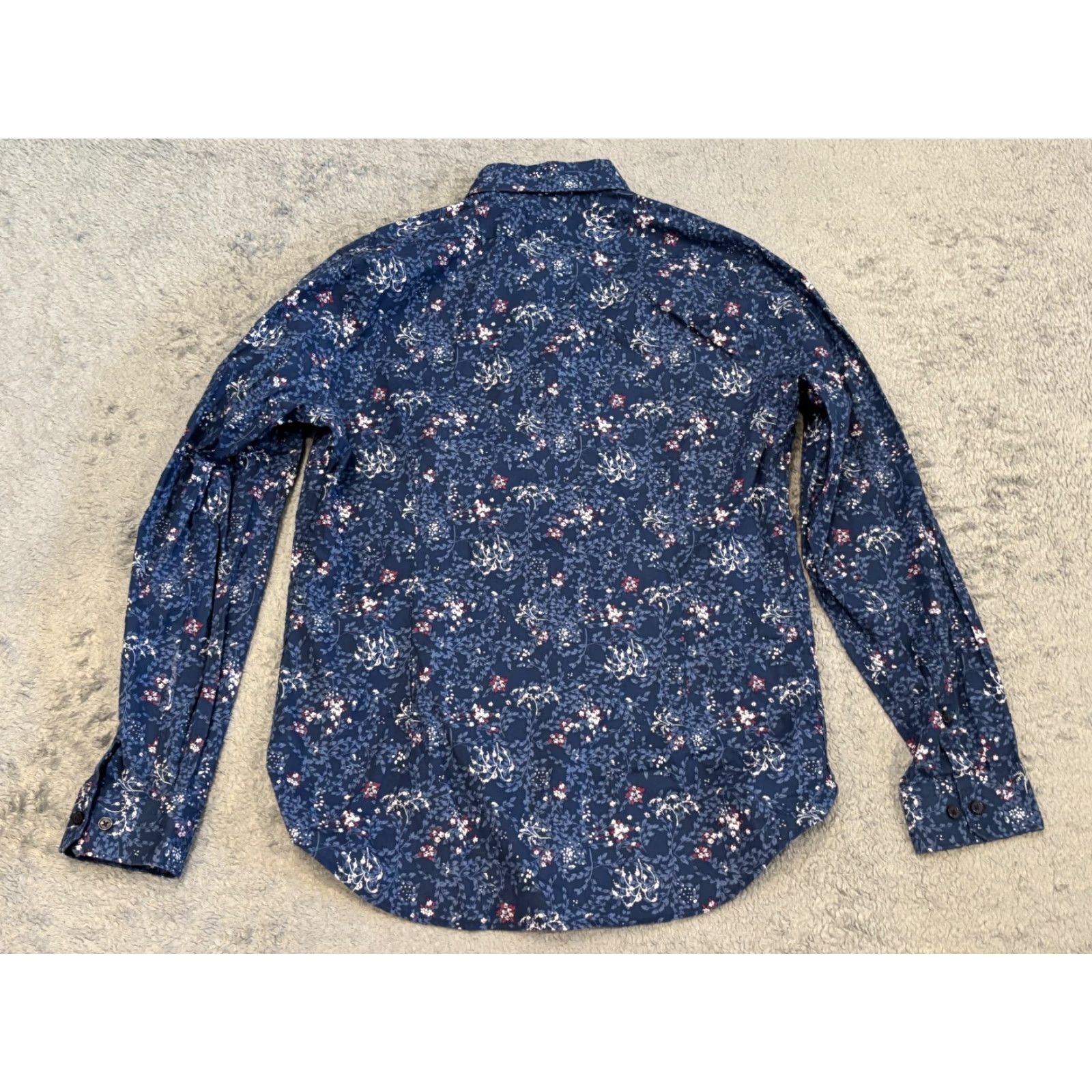 Express VINTAGE? No. Express Shirt Mens Medium 15-15.5 Slim Fit Bue Floral Print Long Sleeve Button Size US M / EU 48-50 / 2 - 5 Thumbnail