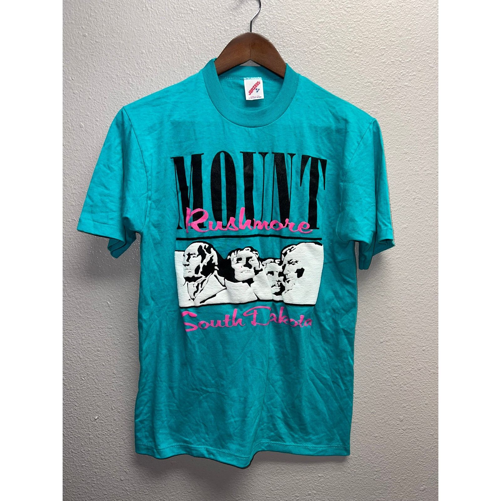 Jerzees Vintage Mouth Rushmore Shirt South Dakota Teal Tee 80s M Size US M / EU 48-50 / 2 - 1 Thumbnail