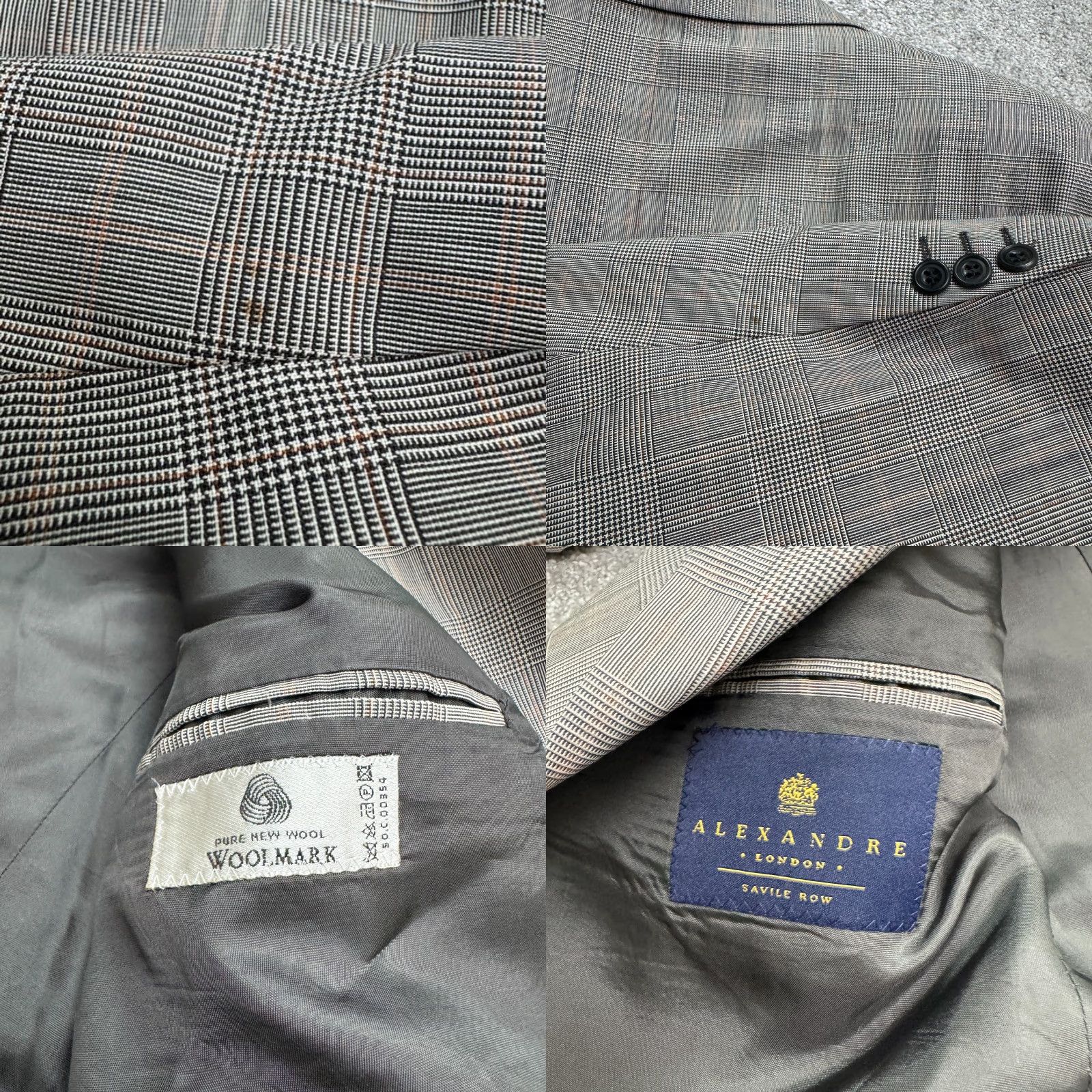 Vintage VINTAGE Alexandre Savile 2 Piece Suit Gray Plaid Wool Blazer Pants Mens 42R Size 42R - 8 Thumbnail