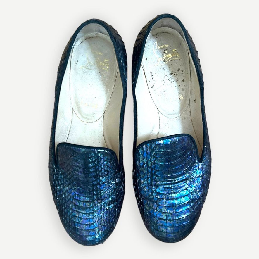 Christian Louboutin CHRISTIAN LOUBOUTIN Iridescent Python Loafers 36 6 Blue Flat Size US 5 / IT 35 - 6 Thumbnail
