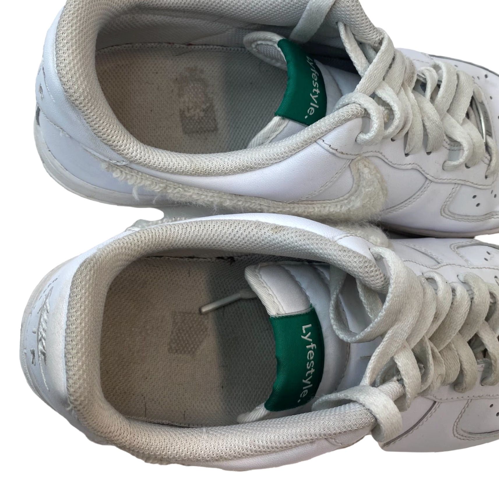 Nike RARE CUSTOM LYFESTYLE BROOKLYN NIKE AIR FORCE 1 '07 TRIPLE WHITE MENS 11.5 PATCH Size US 12 / EU 45 - 7 Thumbnail