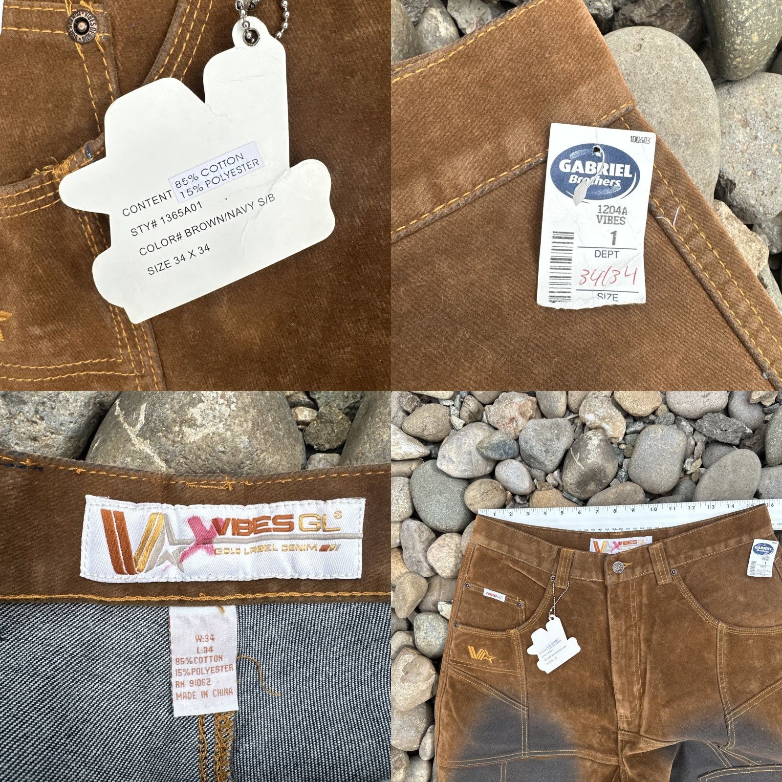 Vintage VINTAGE Vibes GL Gold Label Denim Jeans 90s Hip Hop Mens 32x32 Brown NWT Straight Shirt Size US 32 / EU 48 - 8 Thumbnail