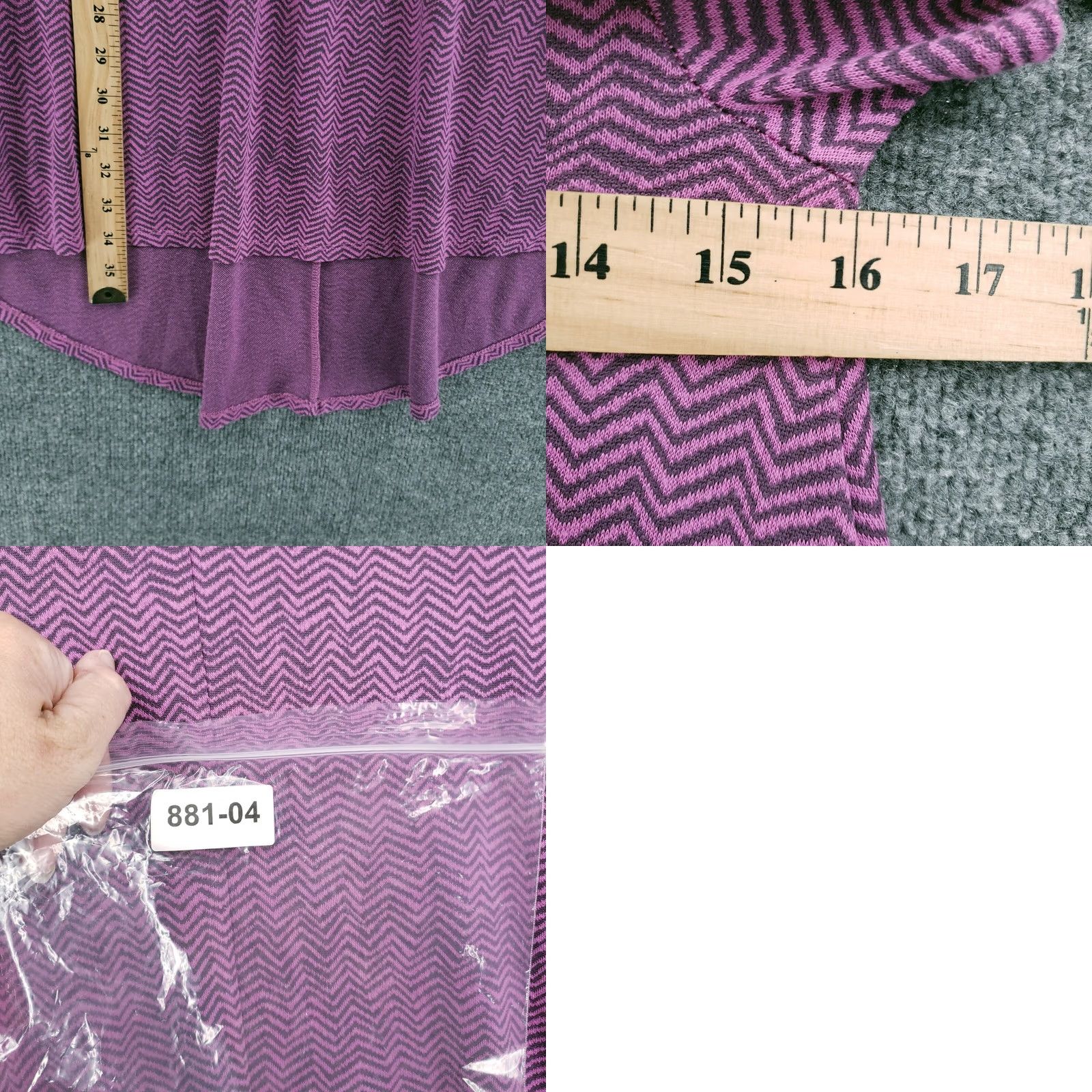 Vintage VINTAGE LuLaRoe Dress Womens 2XS Purple Trapeze Swing Hi-Low Short Sleeve Chevron Knit Casual Womens Size 24" / US 00 / IT 34 - 8 Thumbnail