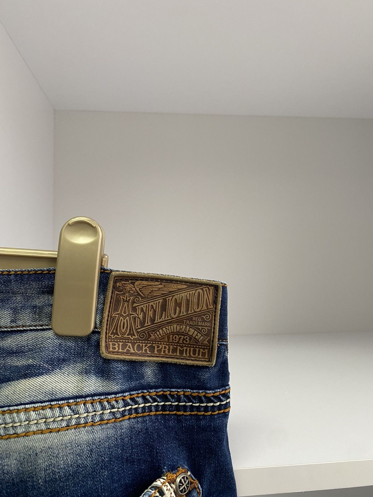 Affliction × Vintage Vintage Affliction Men's Denim Jeans Embroidered Blue Size US 38 / EU 54 - 12 Thumbnail