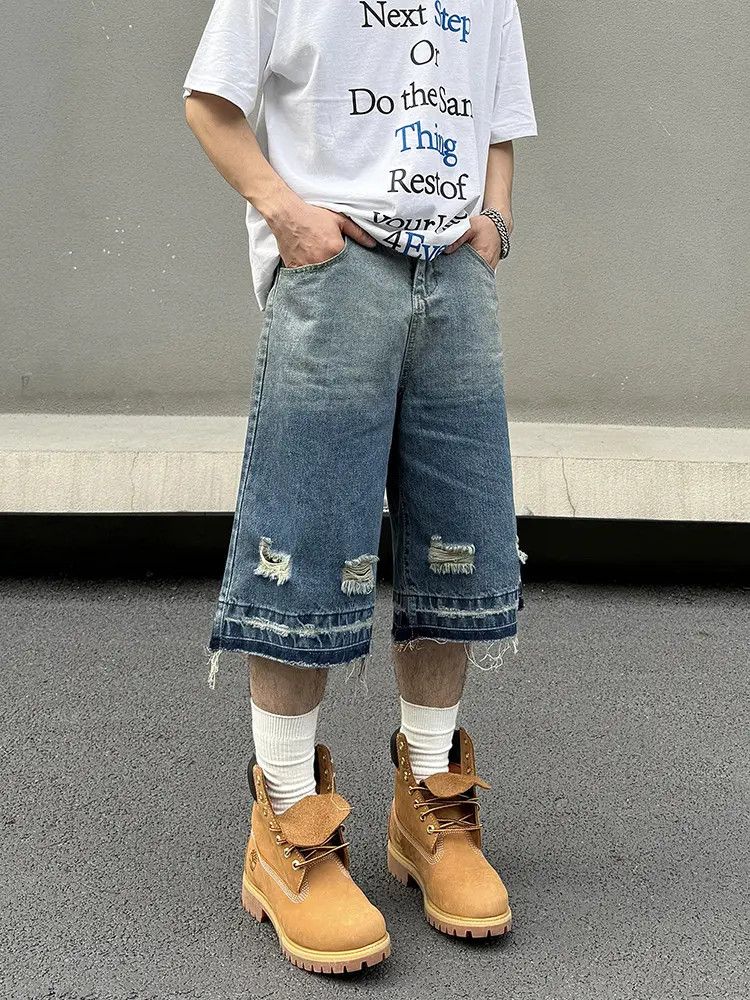Distressed Baggy Denim Shorts Ripped Shorts