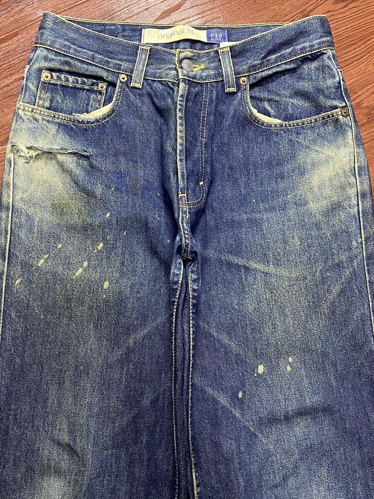 Gap Vtg Y2K Gap Original Jeans Bleached Distressed Loose Jeans Size US 29 - 3 Thumbnail