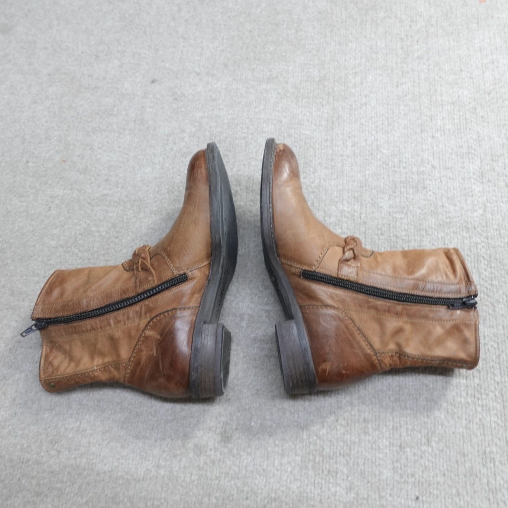 Vintage Paul Green Boots Womens 7 Brown Side Zip Leather UK5 Boots Combat Zip Brown Leather Paul Green Womens UK5 7 Brown Zip Leather Boots Size US 5 / IT 35 - 5 Thumbnail