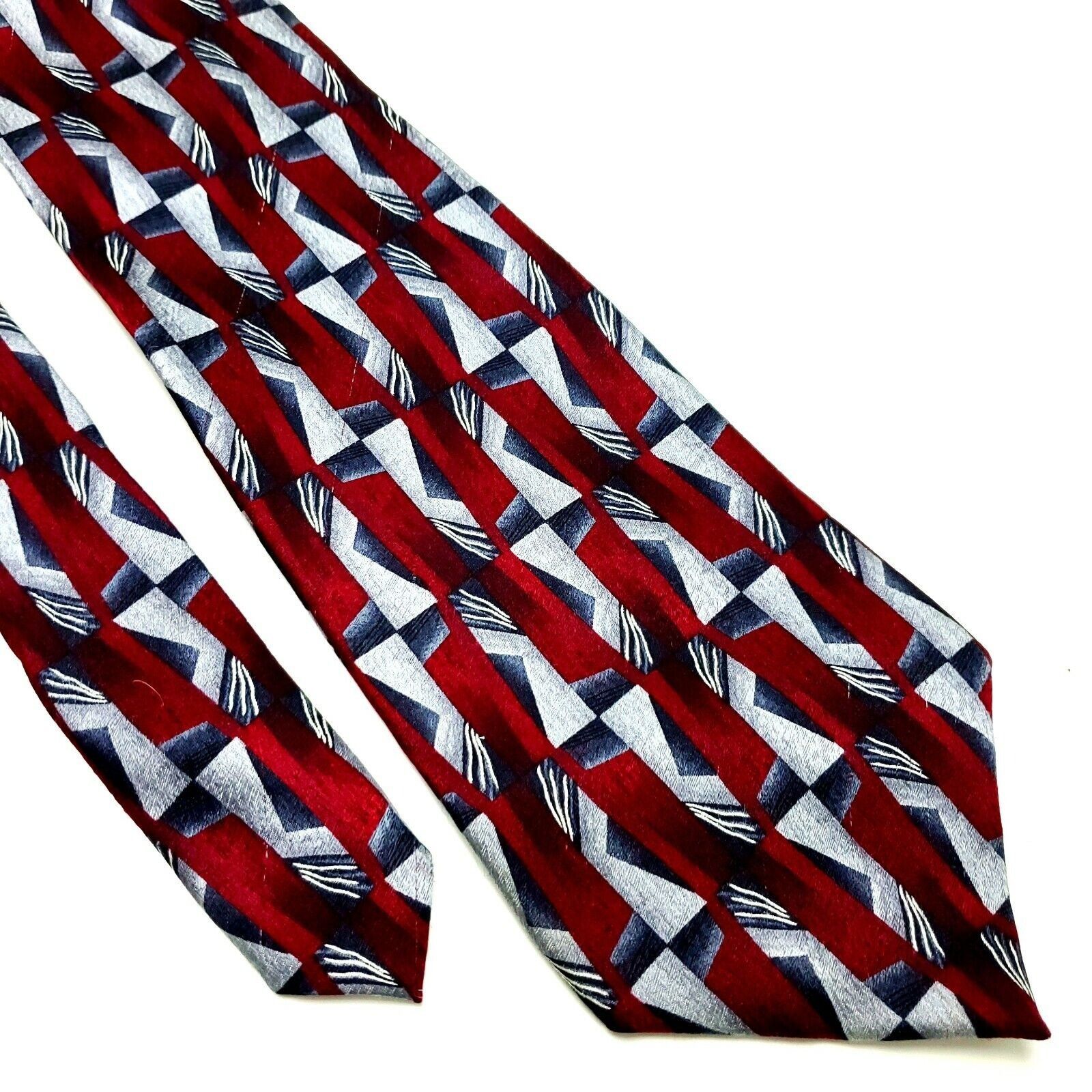 Pierre Cardin Pierre Cardin Silk Tie Print Red Geometric Wide Size ONE SIZE - 1 Thumbnail