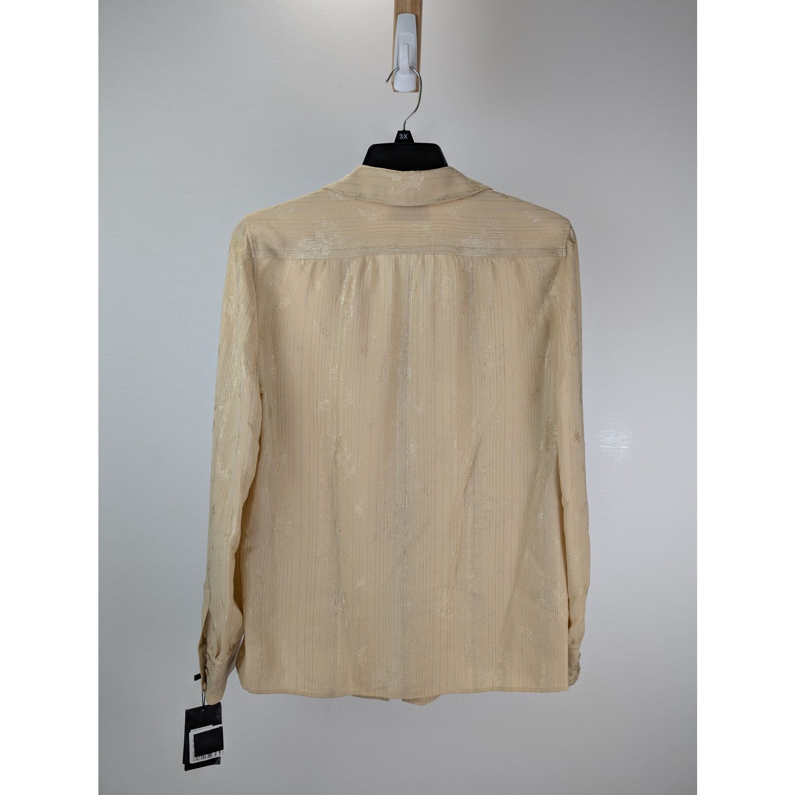 Saint Laurent Paris o1rshd1 Chemise Tight Fitted Ruffled Silk Shirt in Beige Size US M / EU 48-50 / 2 - 14 Thumbnail