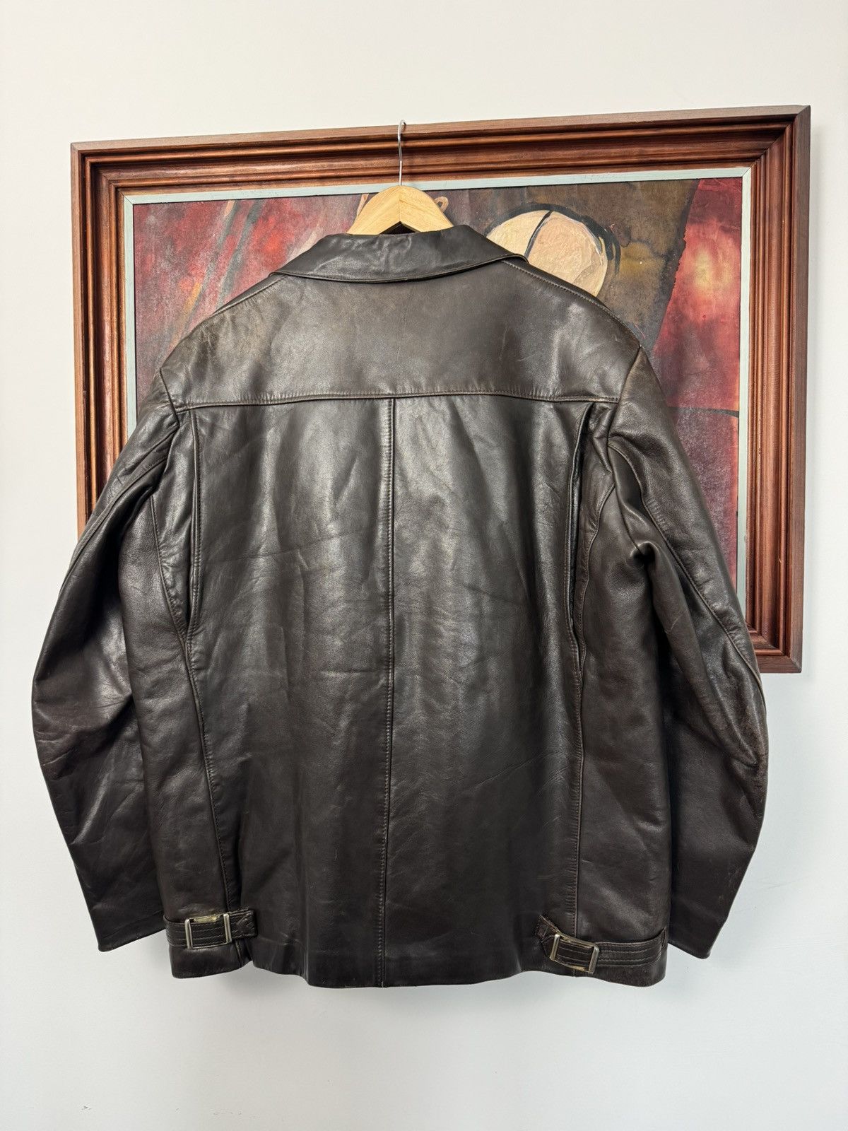 High Quality Leather Jacket Vintage 90s Washed Leopard Punk