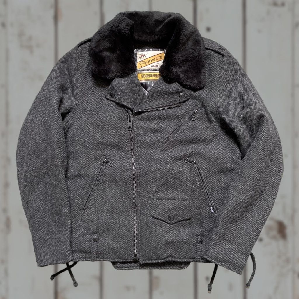 Neighborhood VINTAGE Neighborhood x Schott Perfecto Wool Motorcycle Jacket NBHD Made In Japan 38 Size US XXS / EU 40 - 1 Thumbnail