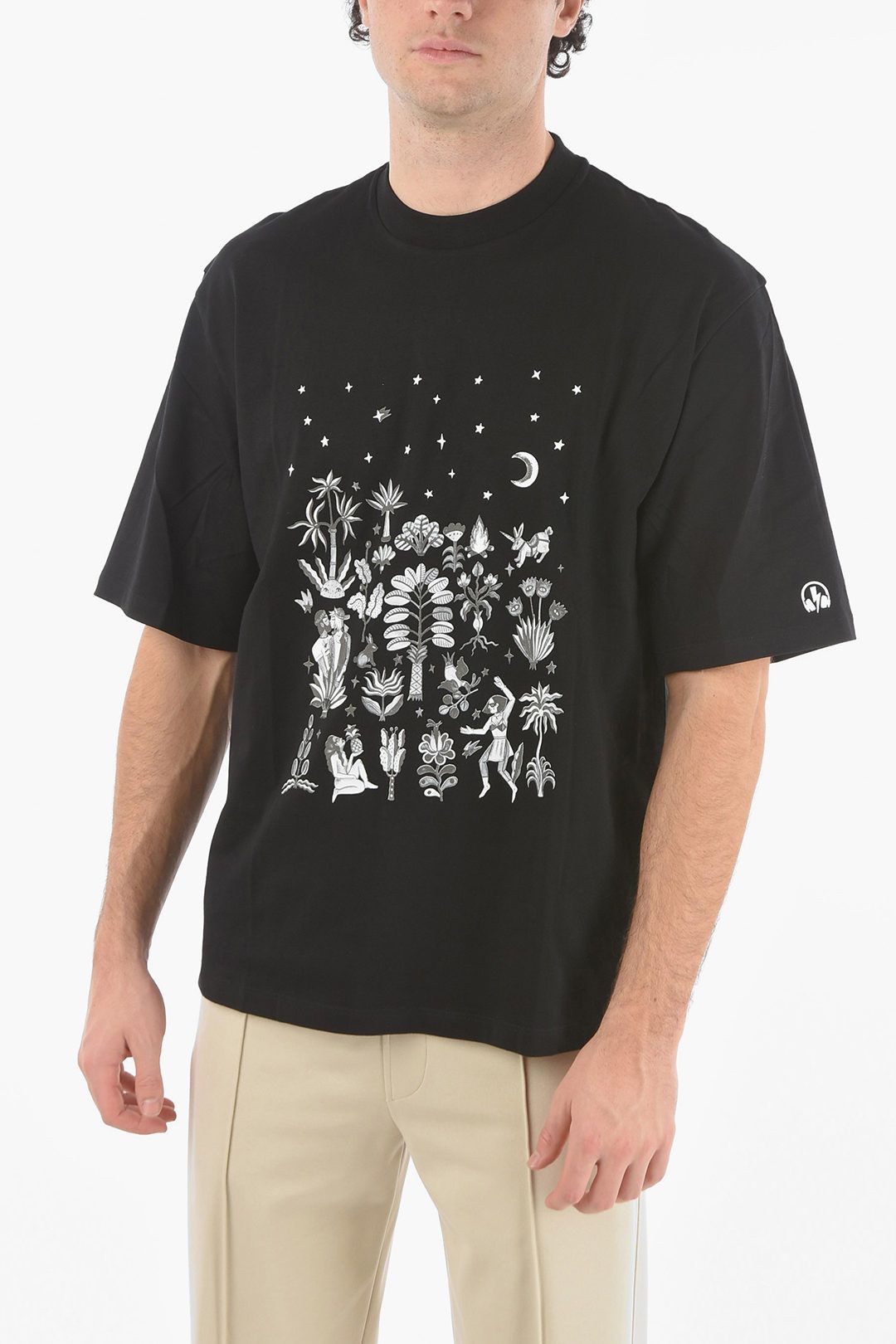og1mm0823 Crewneck Line T-Shirt in Black