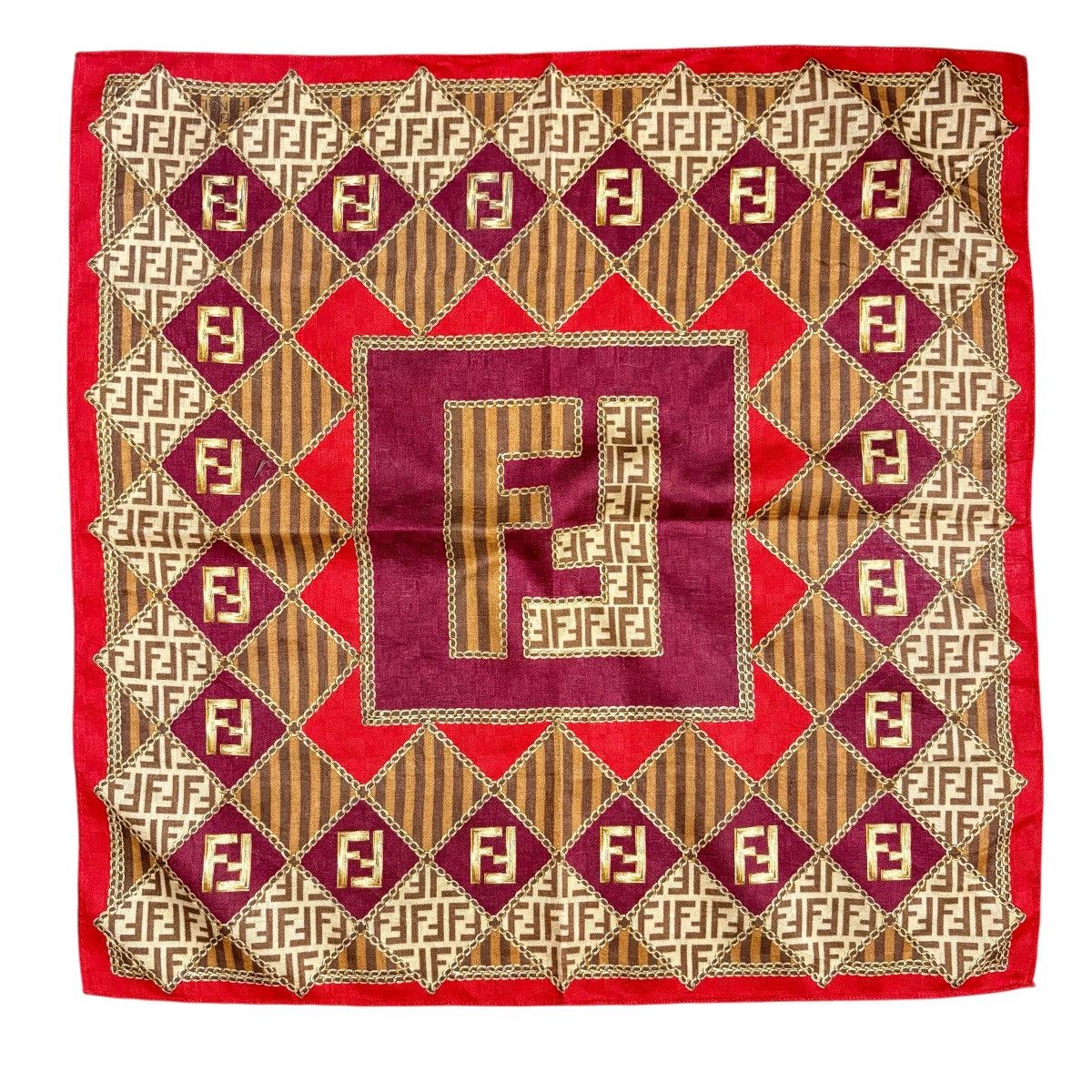 Fendi Fendi Monogram FF Logo Handkerchief Silk Scarf Size ONE SIZE - 2 Thumbnail