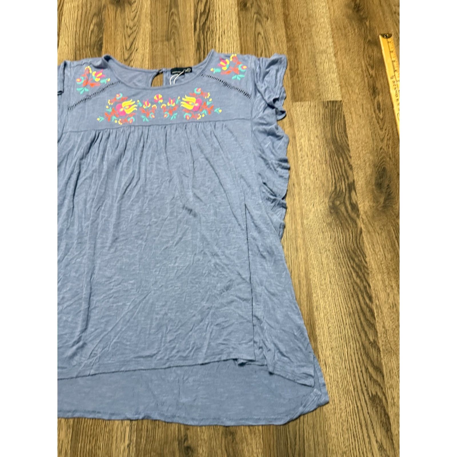 Vintage RXB Shirt Women's Large Blue Short Sleeve Embroidered T-Shirt Size L / US 10 / IT 46 - 4 Thumbnail
