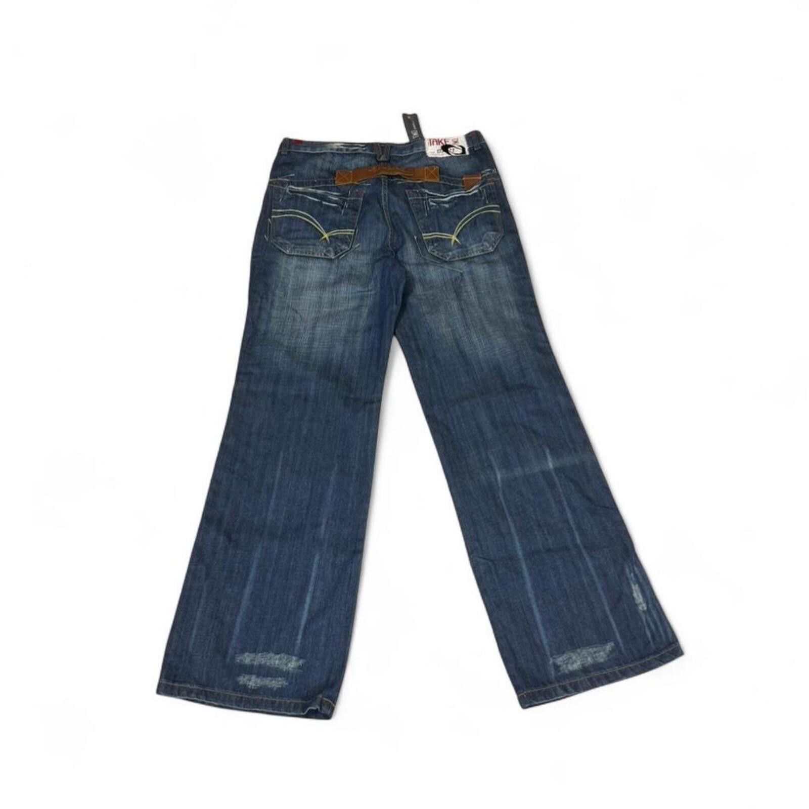 True Religion Y2K Style TAKE two Designer Jeans Embroidered Back Pockets Size US 35 - 1 Thumbnail