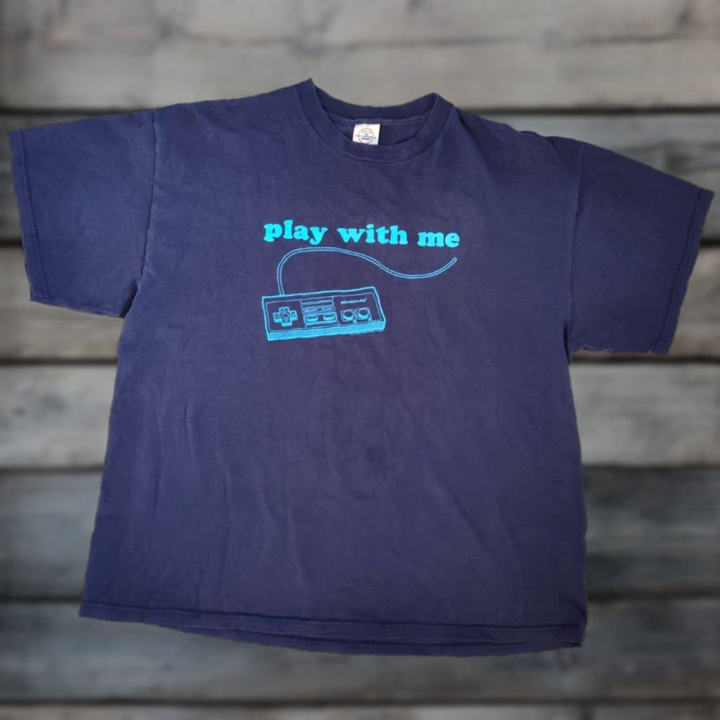 Delta VINTAGE Delta Nintendo NES Play With Me T-Shirt Mens XL Blue 90s Video Game Gamer Graphic Size US XL / EU 56 / 4 - 1 Thumbnail