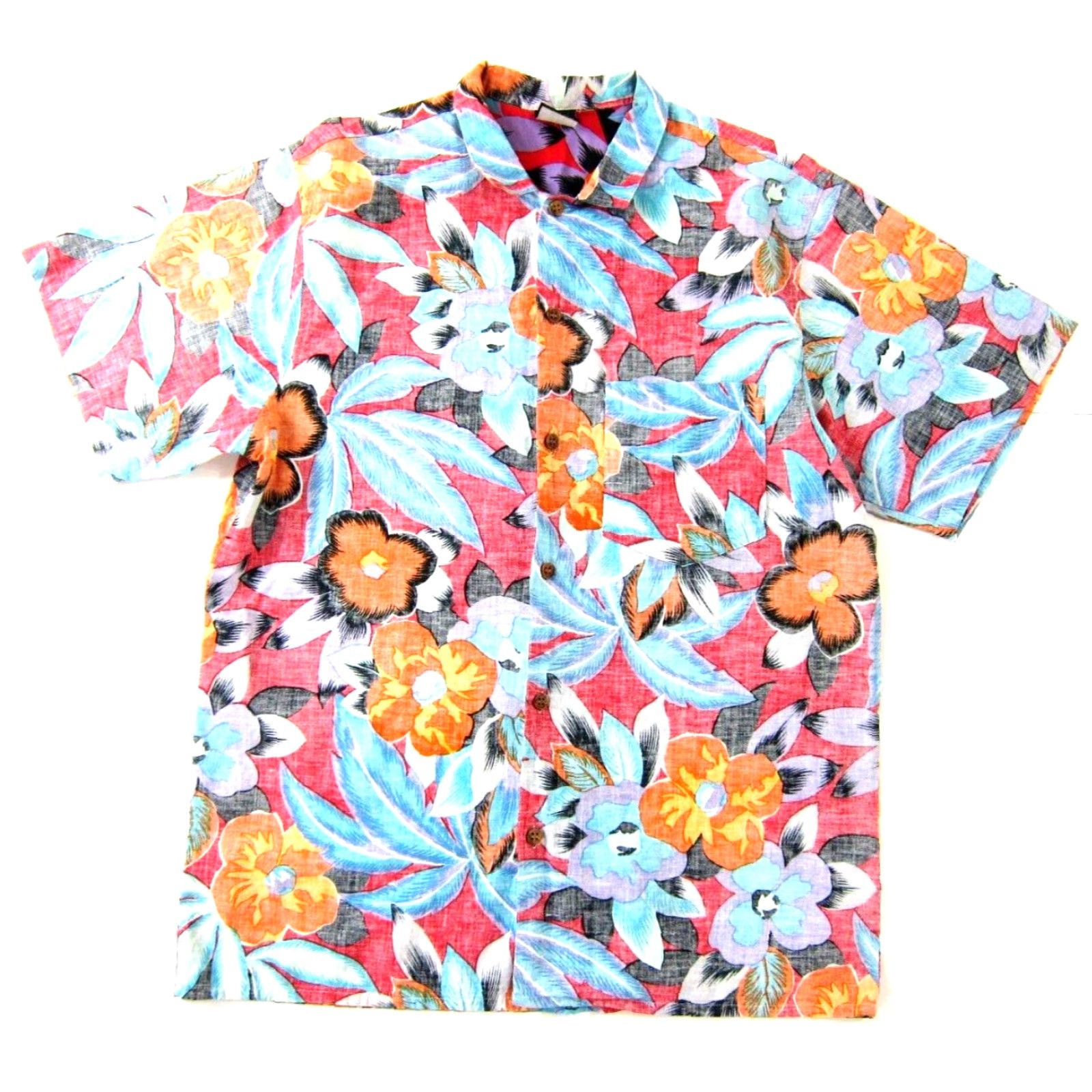 Vintage VINTAGE Breezin Shirt Men M 100% Cotton Short Sleeve Hawaiian Button-Up Blue Red Orange Floral pattern Hawaiian Mens Size US M / EU 48-50 / 2 - 2 Thumbnail