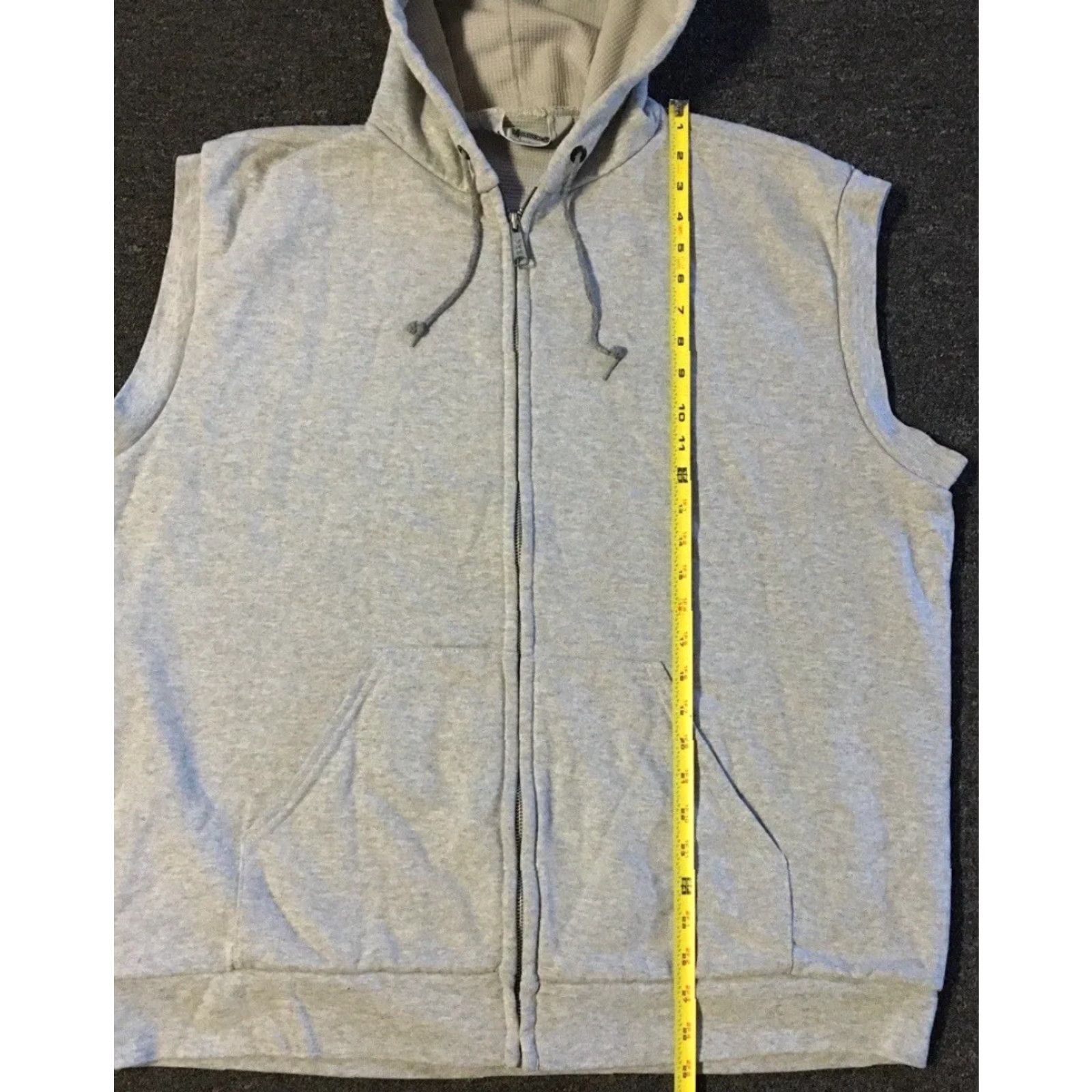Vintage VINTAGE 90s Thermal Waffle Zip Hoodie Vest XL USA Grunge Skate Surf Punk Biker 80s Sweatshirt Mens Gray Faded USA Zip Full Zip Thermal Sized XL Size US XL / EU 56 / 4 - 6 Thumbnail
