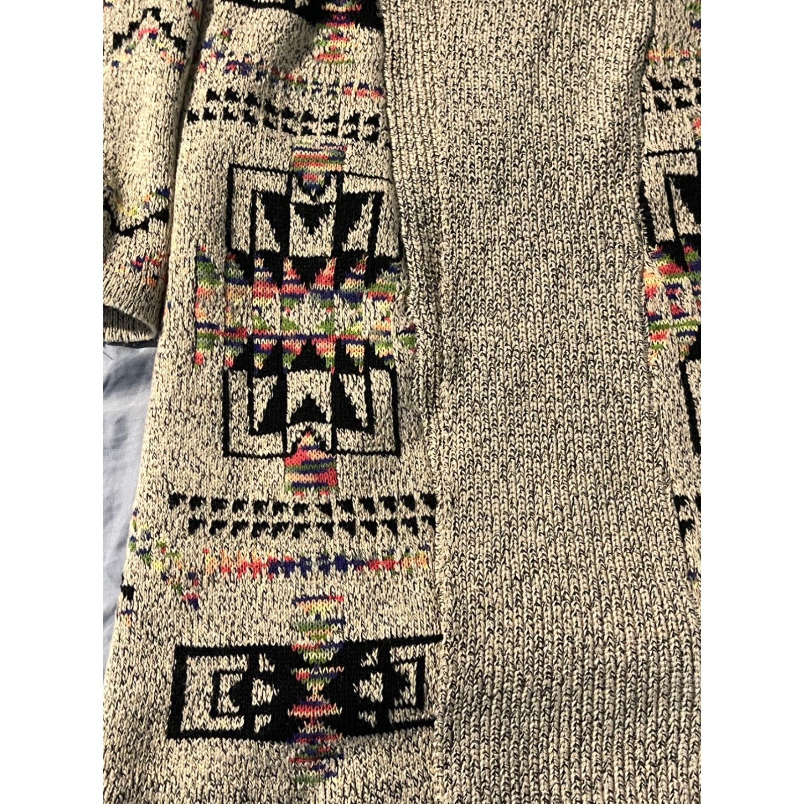 Native Northern Angel Southwestern Long Duster Cardigan Sweater Aztec Multicolor Open Knit Women's M Regular Cardigan Season Fall Winter Boho Angel Pattern Size M / US 6-8 / IT 42-44 - 3 Thumbnail